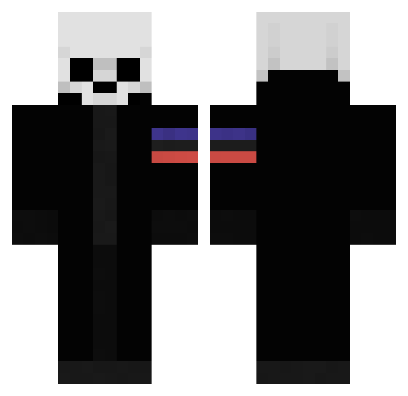 SoapMurderer Minecraft skin, front and back view