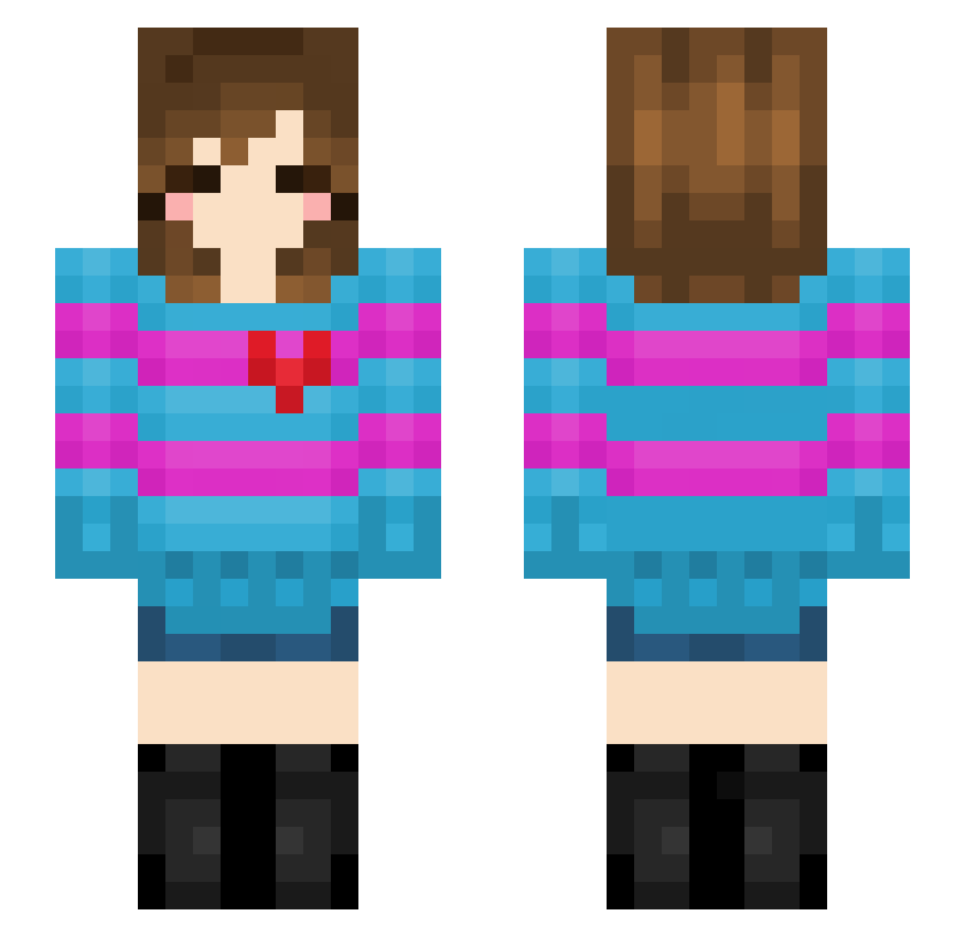 thickgirlsaddme Minecraft skin, front and back view