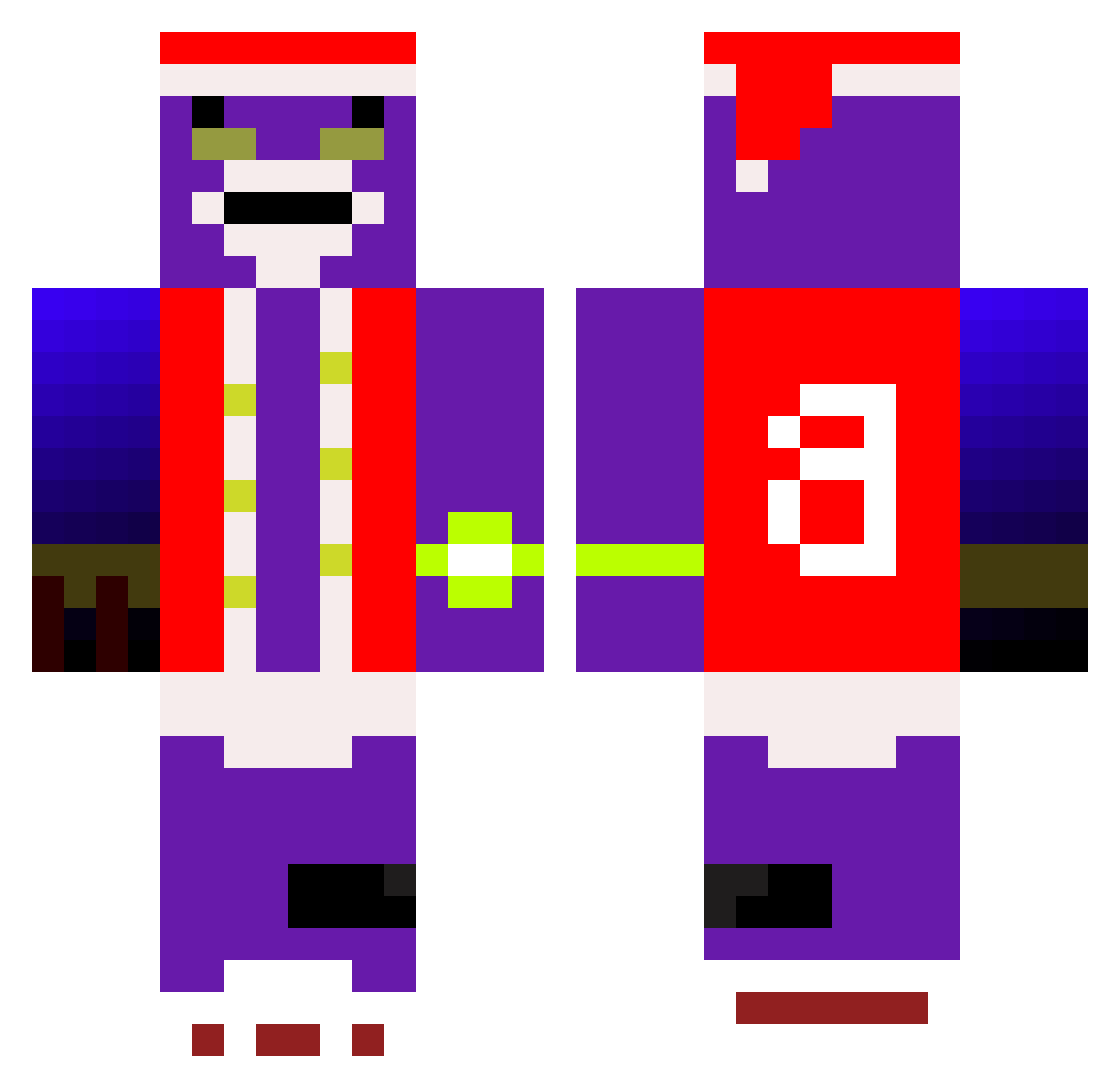 BingoFalidoo Minecraft skin, front and back view