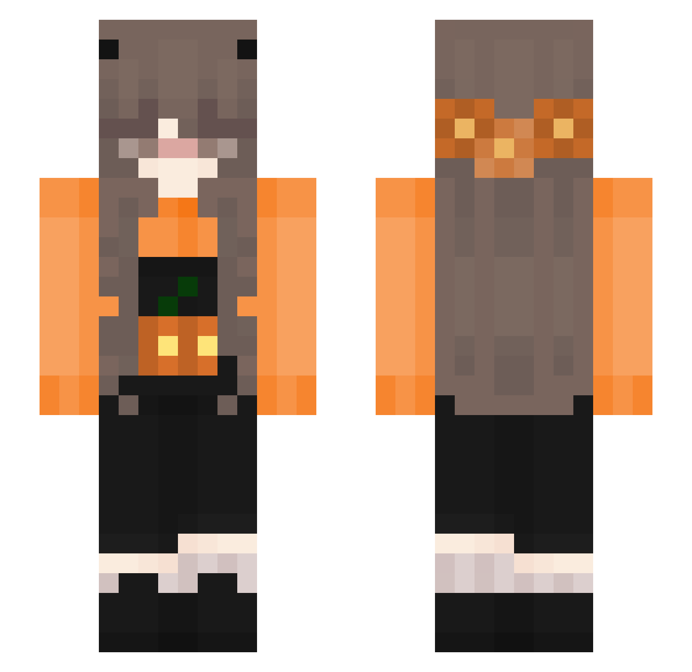 tteokki Minecraft skin, front and back view