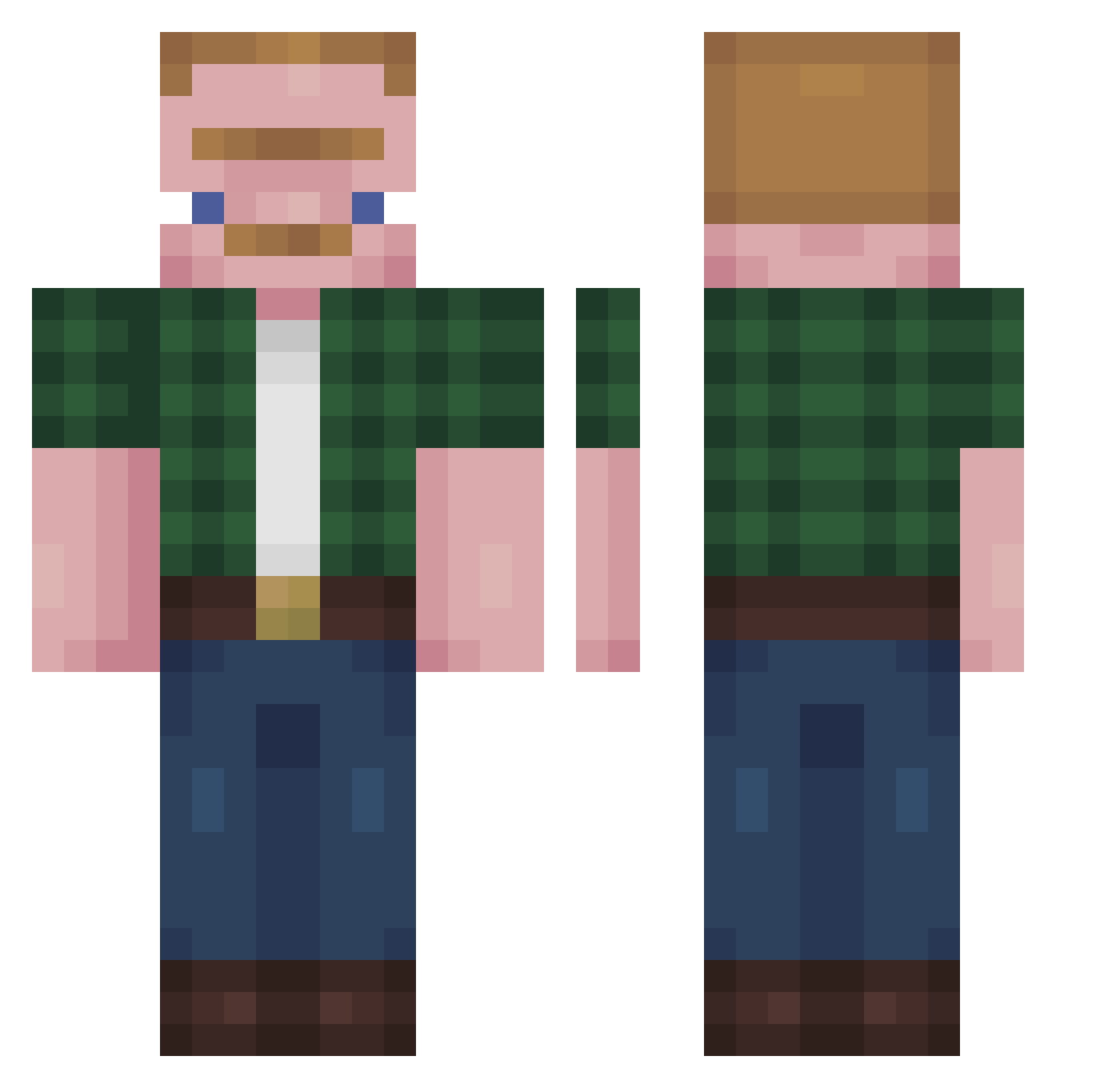 Quadbow Minecraft skin, front and back view