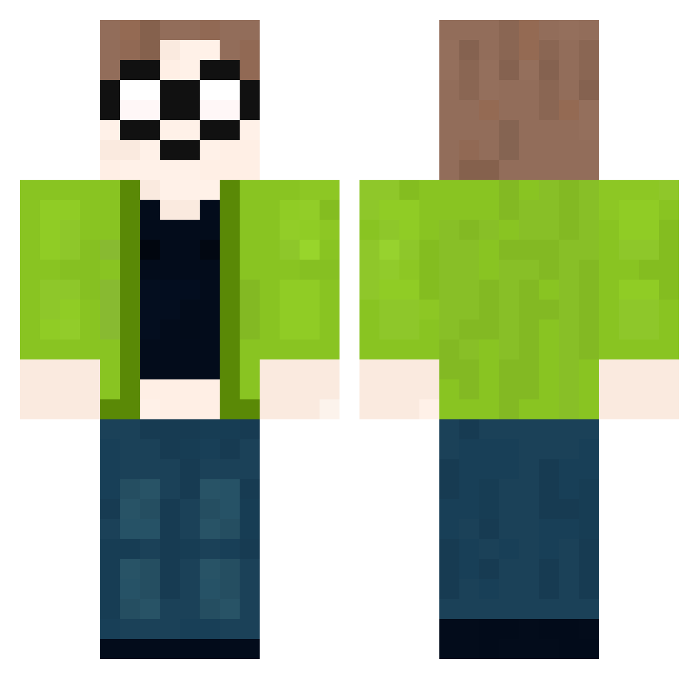 Generic Minecraft skin, front and back view