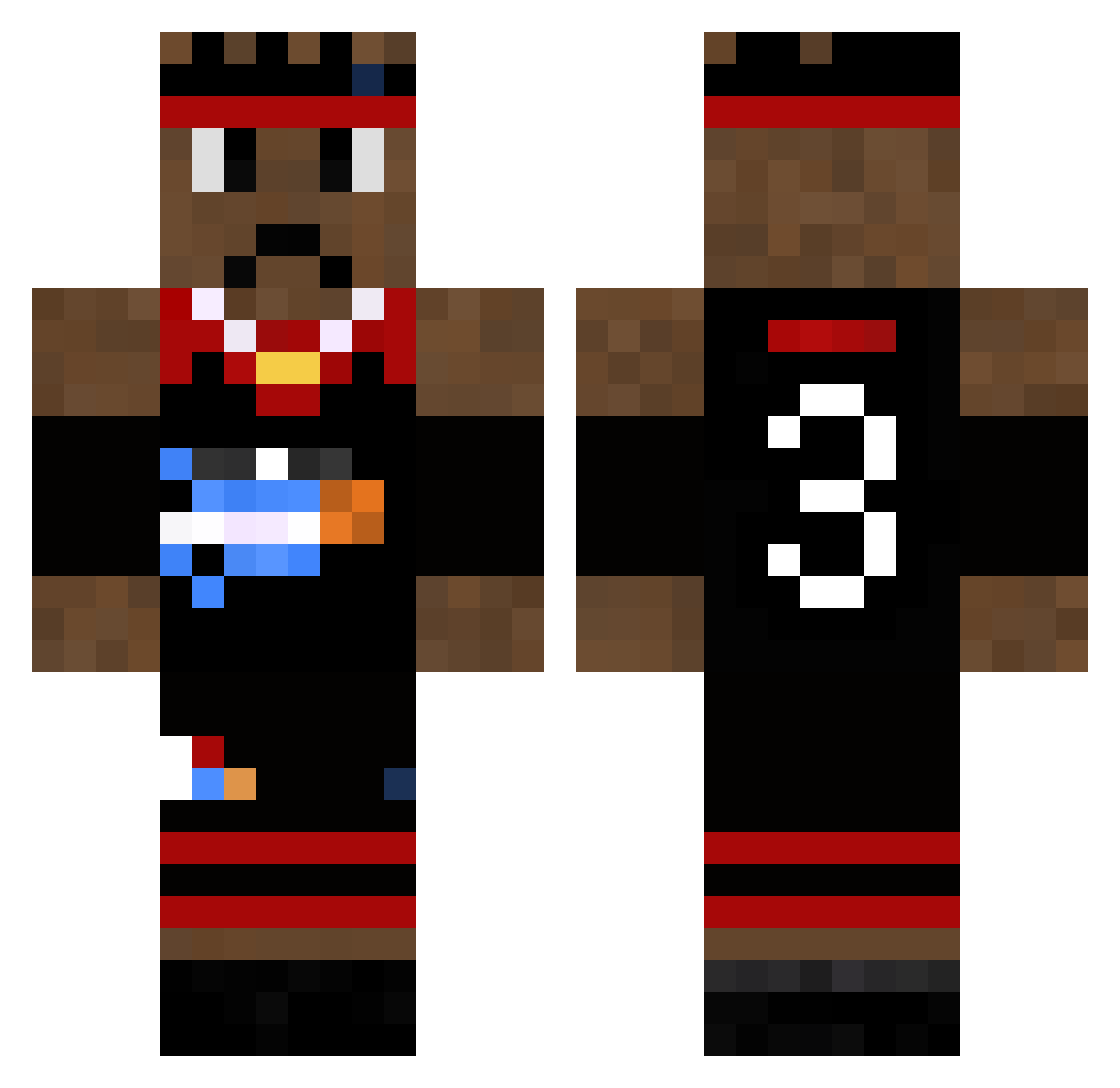 Daniideluxe Minecraft skin, front and back view