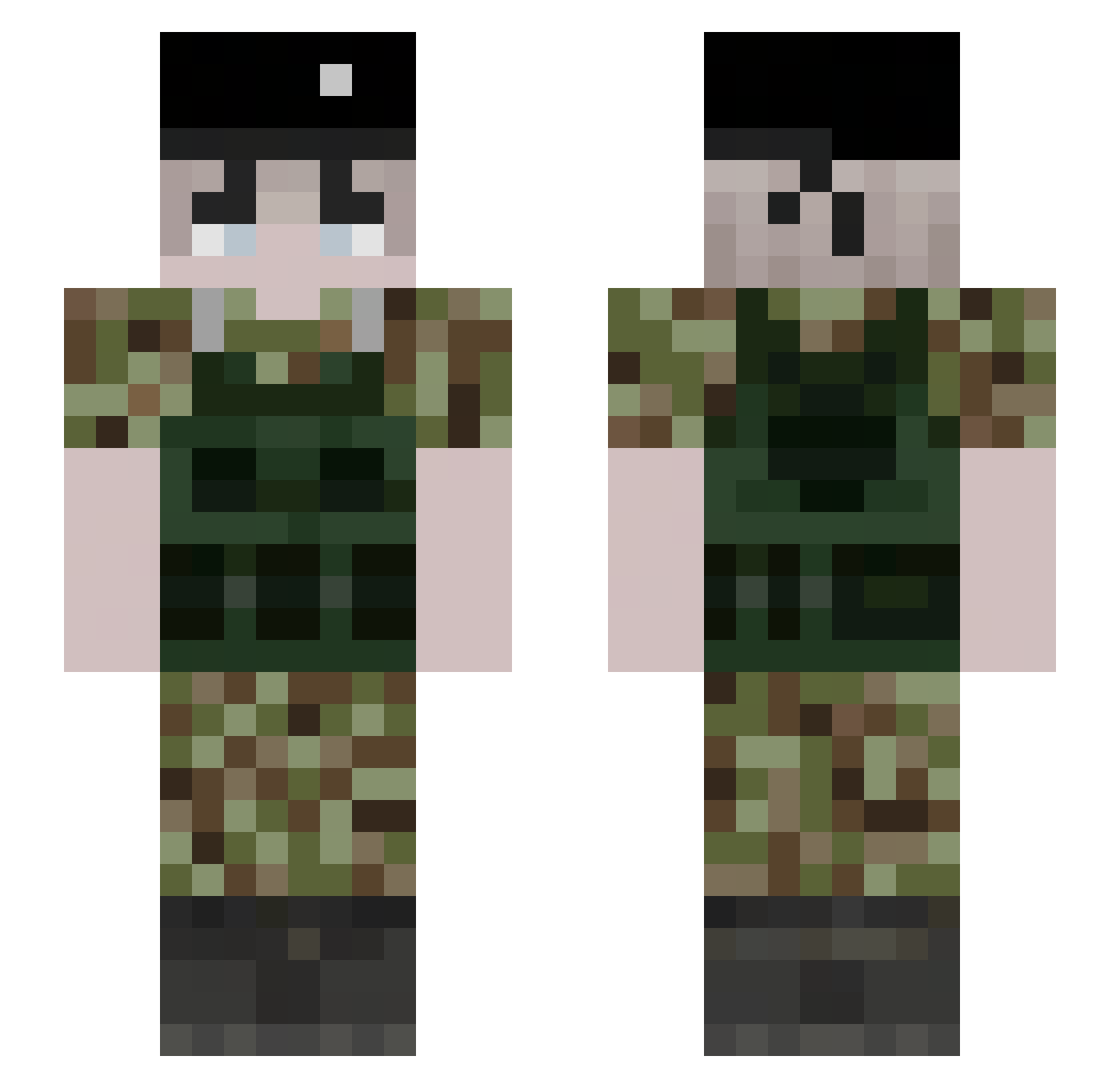 words4k Minecraft skin, front and back view