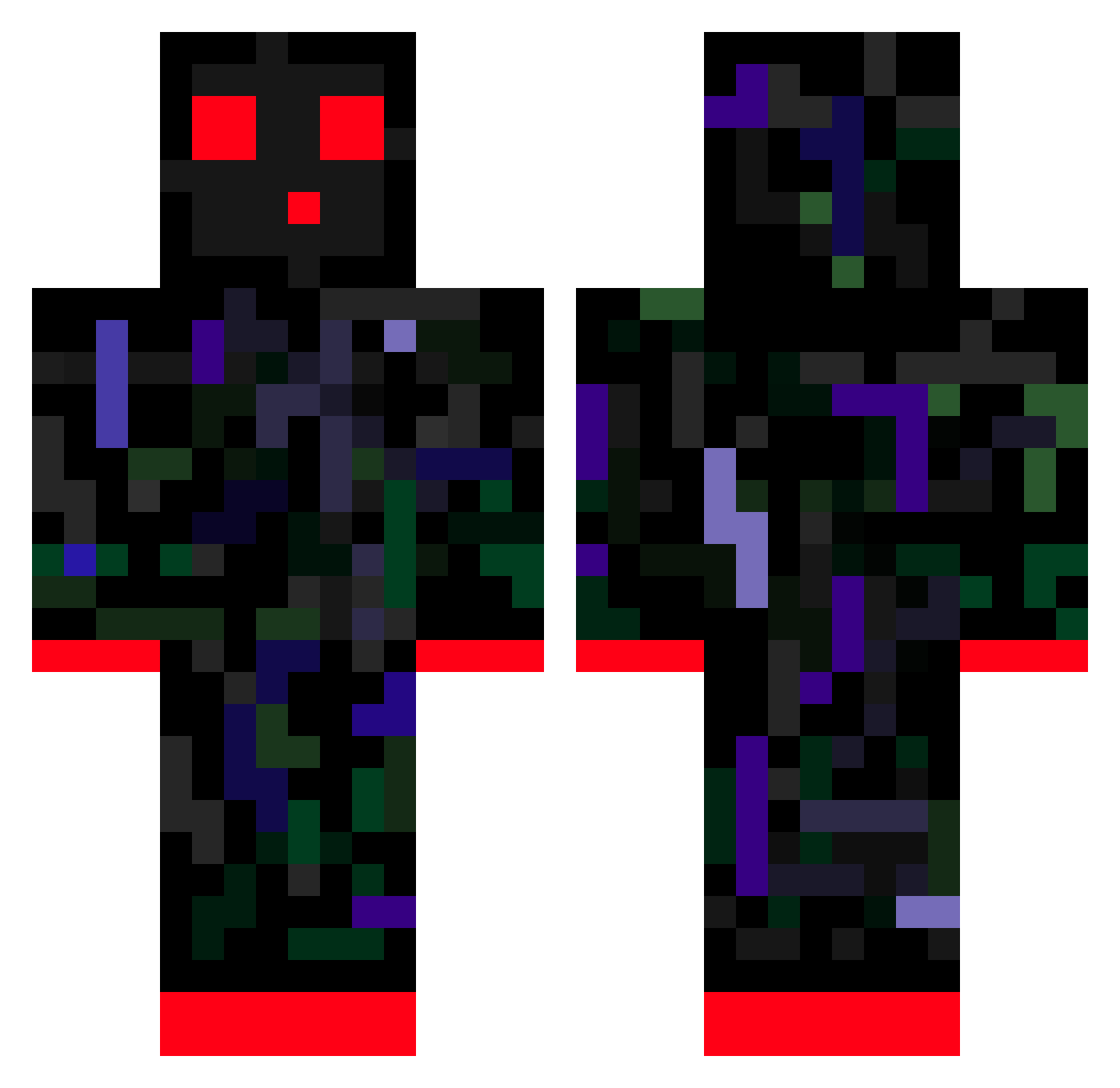 Virc0y Minecraft skin, front and back view
