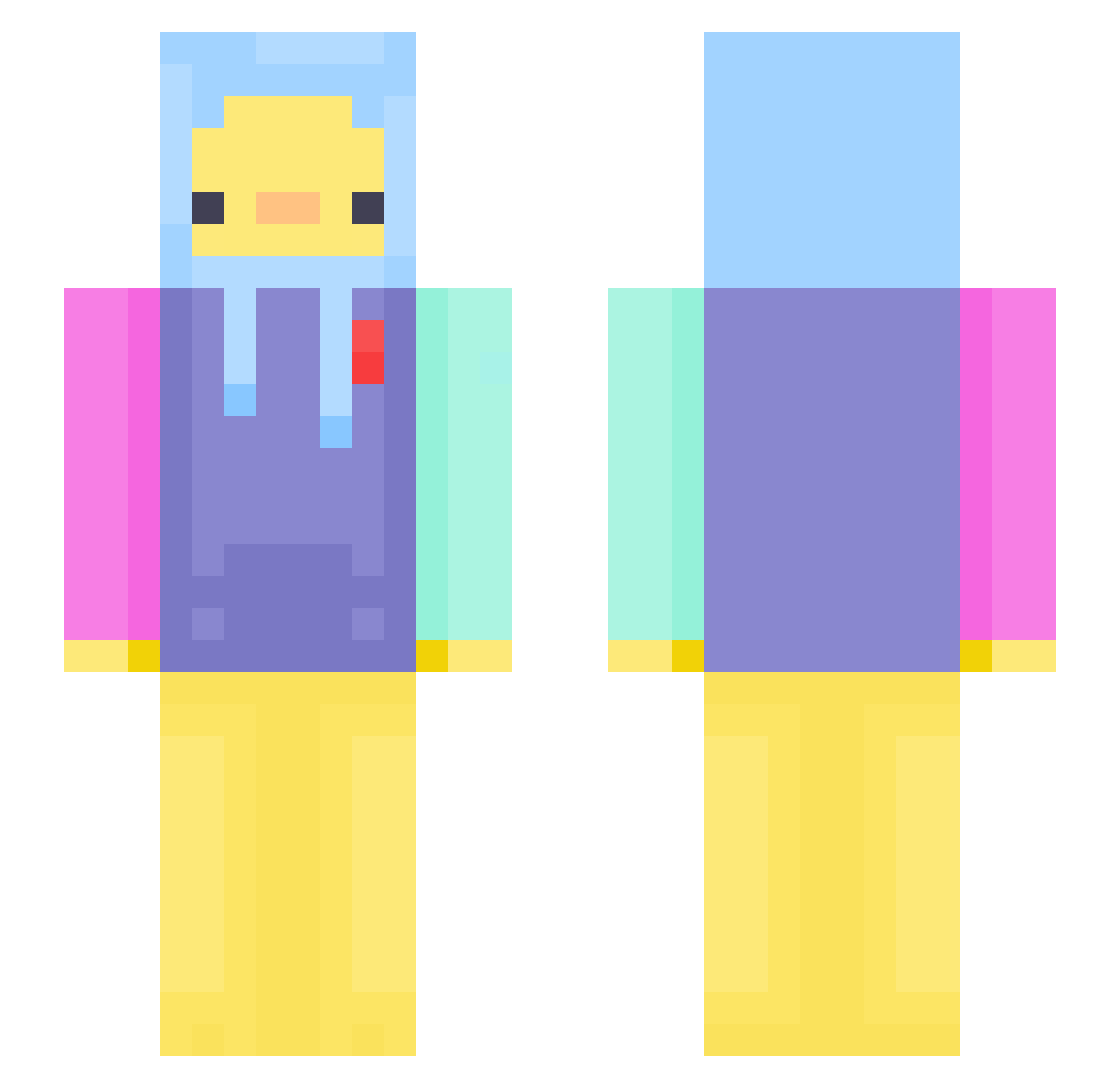 Alix Minecraft skin, front and back view