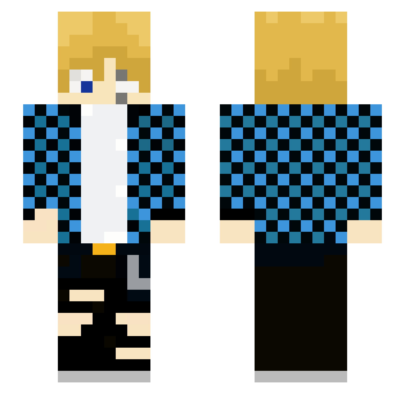 SoyDeviN Minecraft skin, front and back view