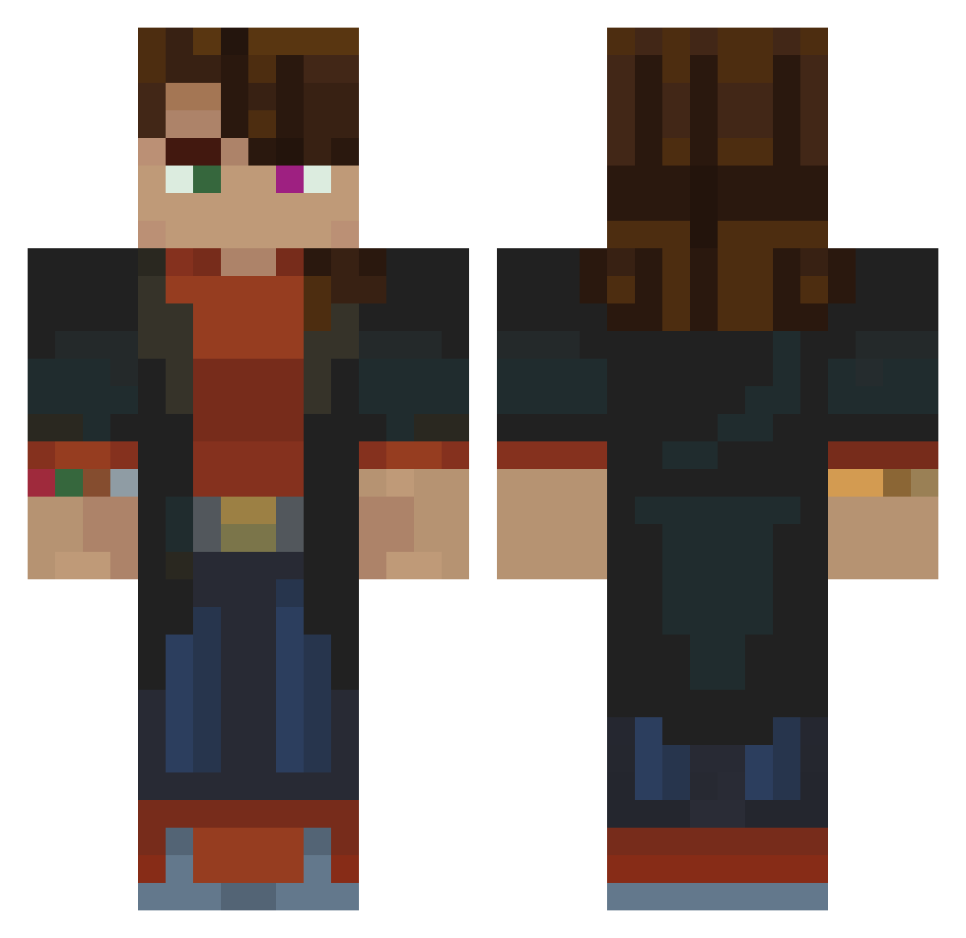 qStoryteller Minecraft skin, front and back view