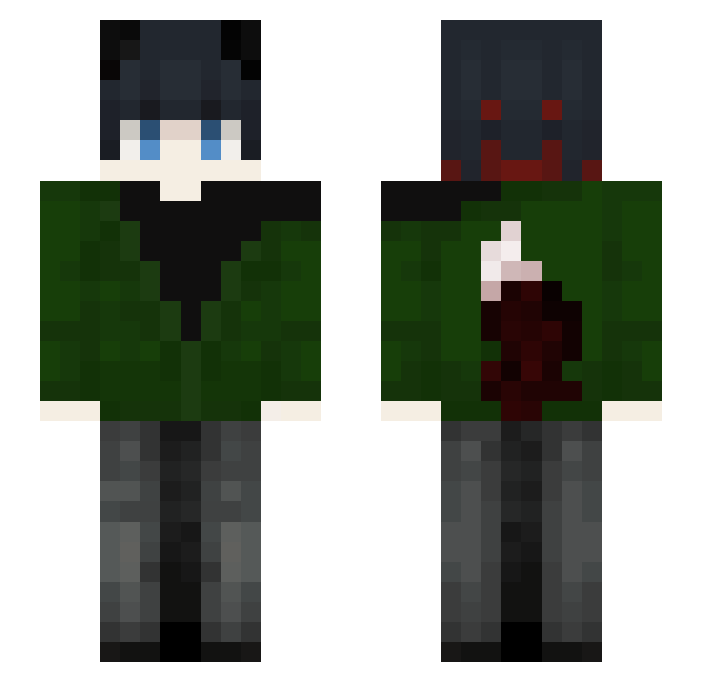 Nerviety Minecraft skin, front and back view