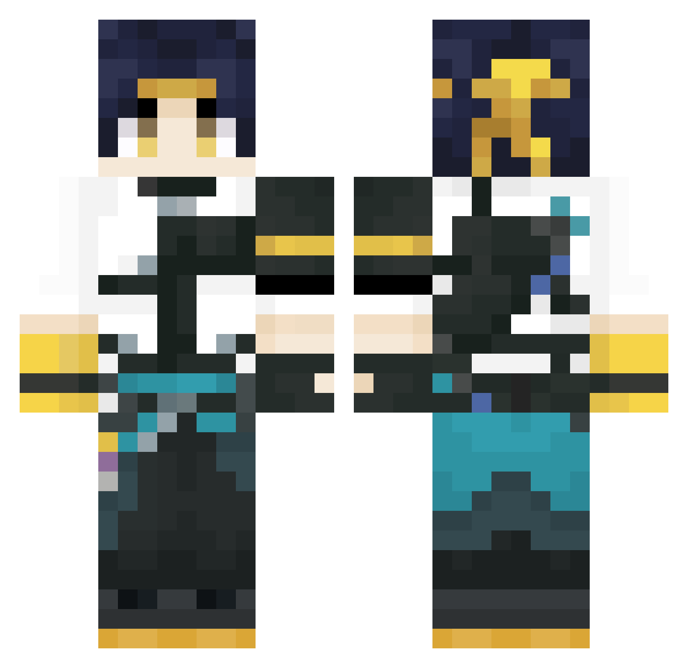 Glitchshade Minecraft skin, front and back view