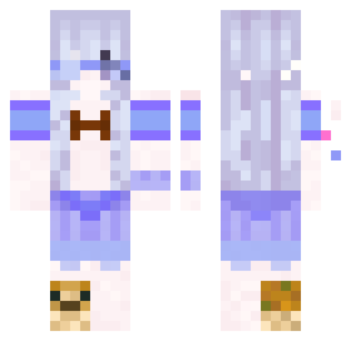 mohayanami Minecraft skin, front and back view