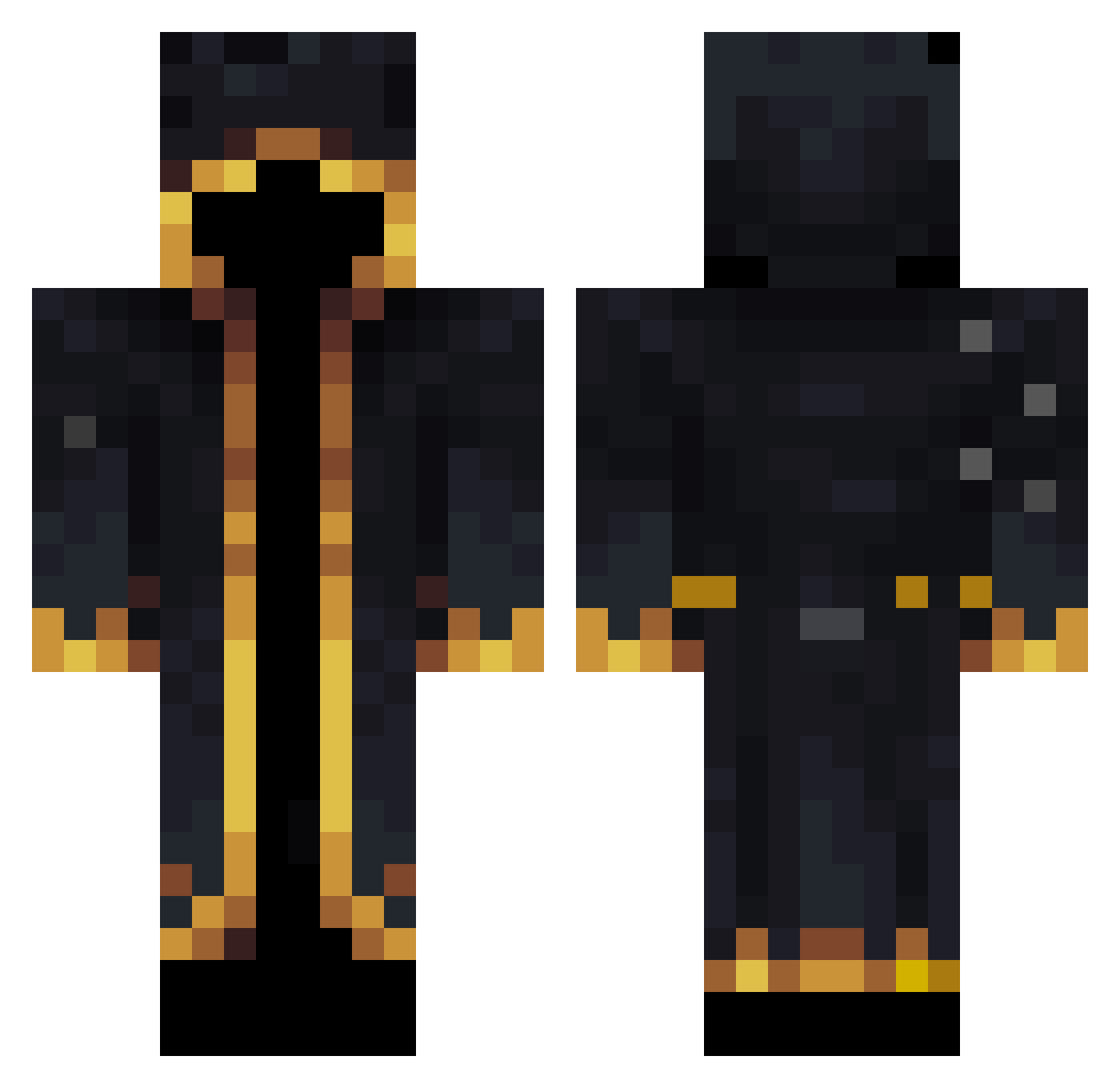 Hackhamster Minecraft skin, front and back view