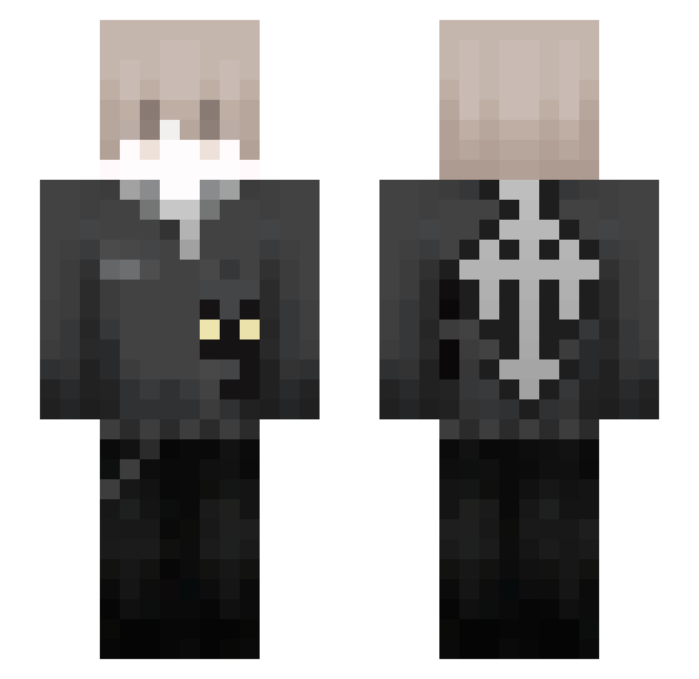 Warnono Minecraft skin, front and back view