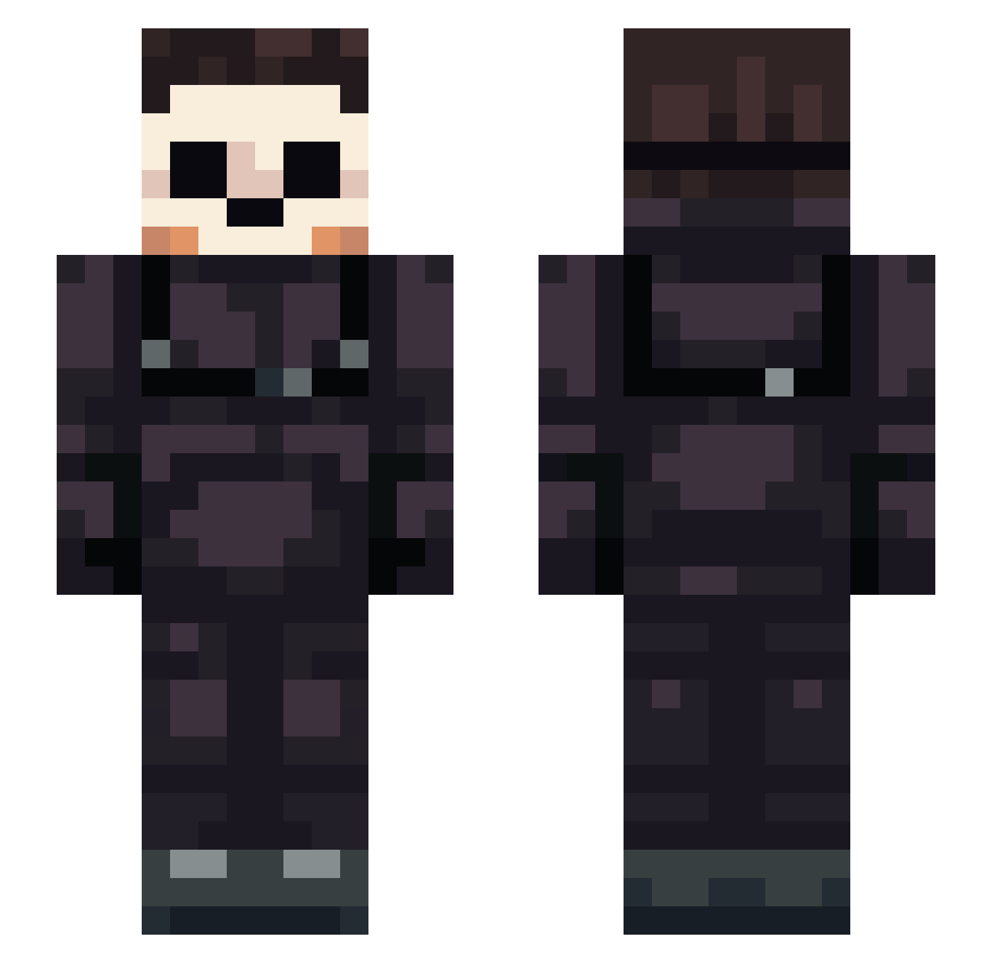 miraiipng Minecraft skin, front and back view