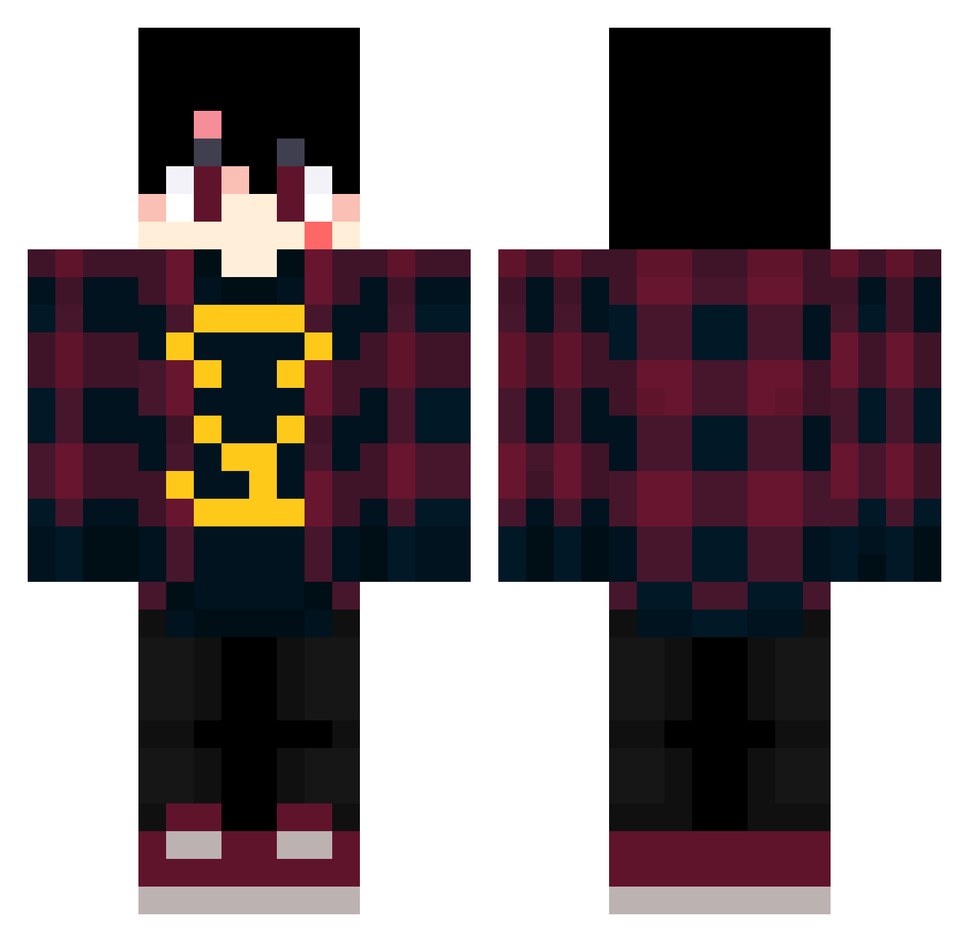 Vullen Minecraft skin, front and back view