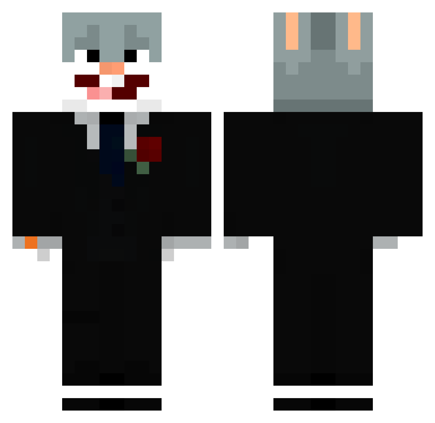 gnTL Minecraft skin, front and back view