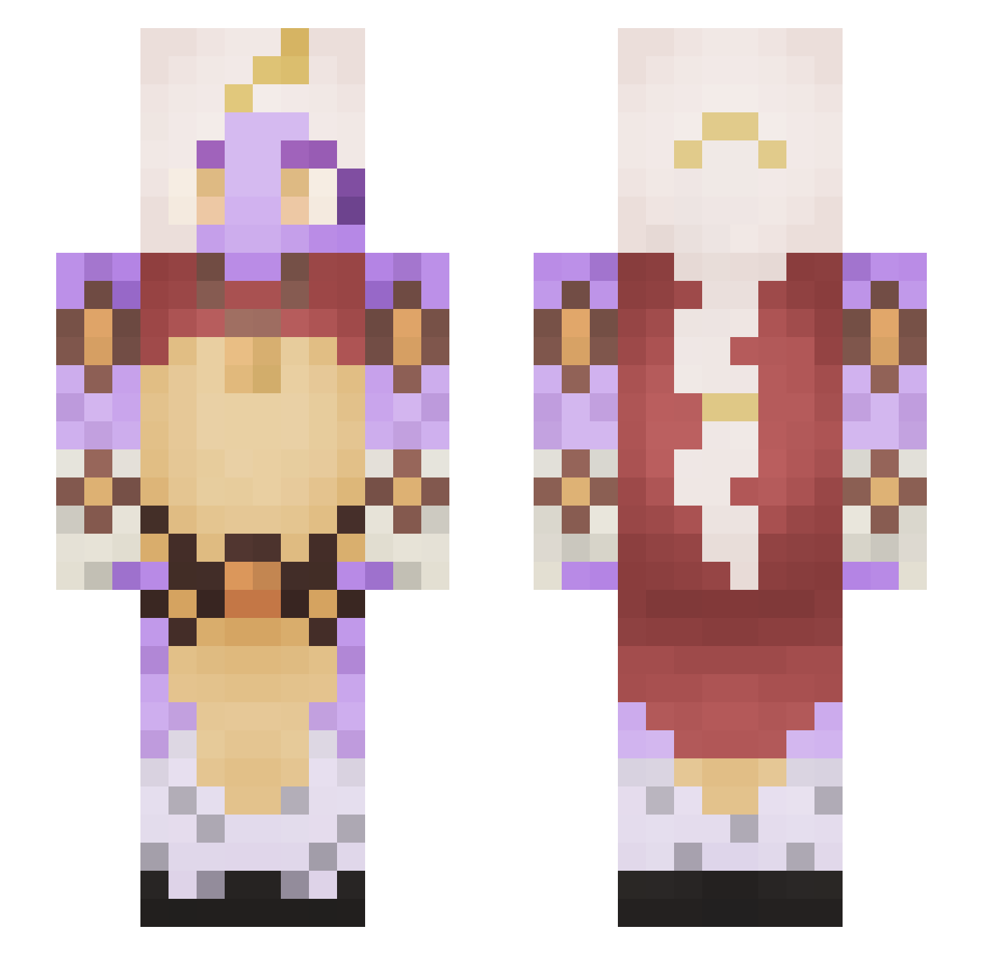 ttrilian Minecraft skin, front and back view