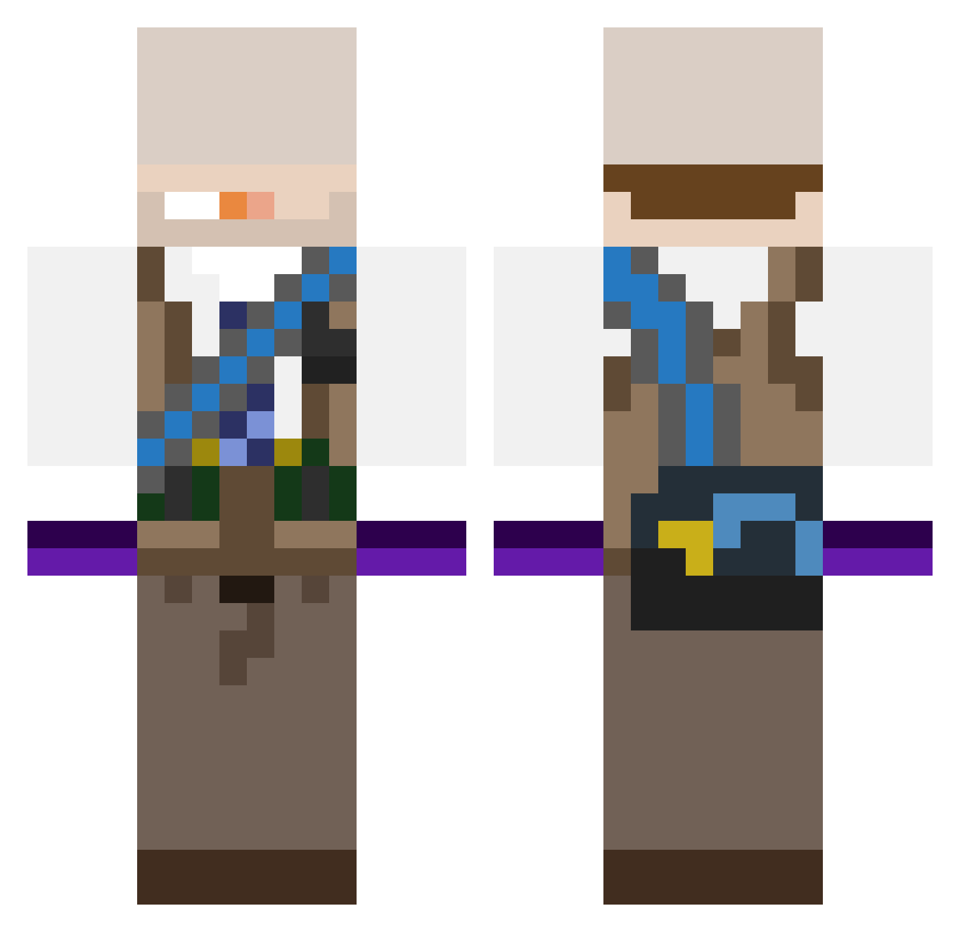 Half_Past Minecraft skin, front and back view