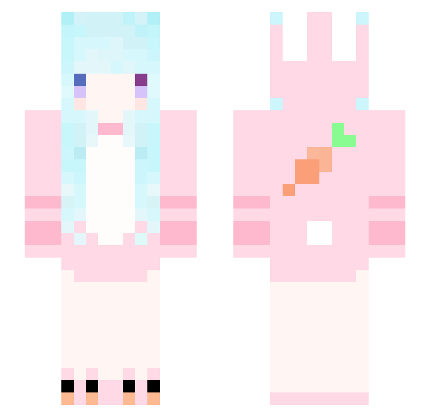 yuvcia Minecraft skin, front and back view