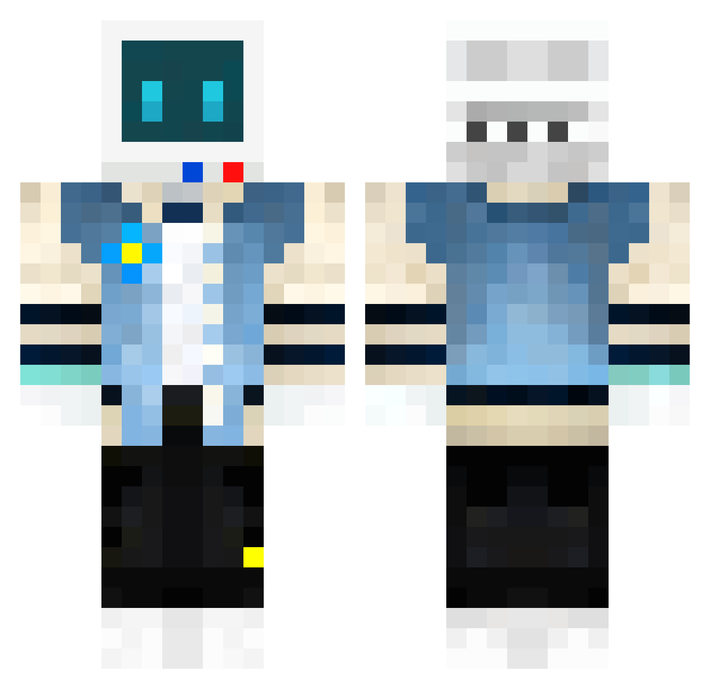 YslayeR22 Minecraft skin, front and back view