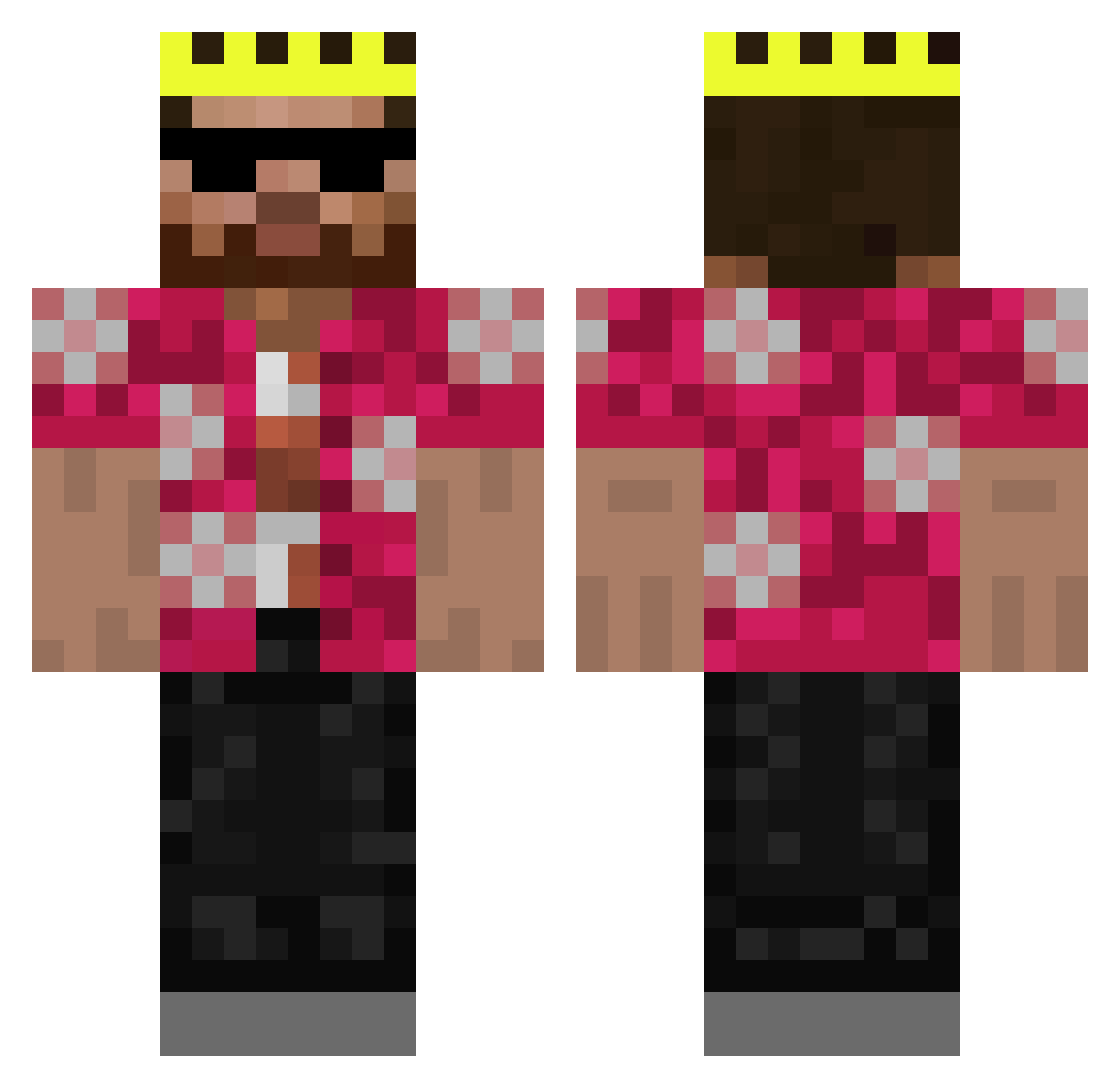 rubetaurio Minecraft skin, front and back view