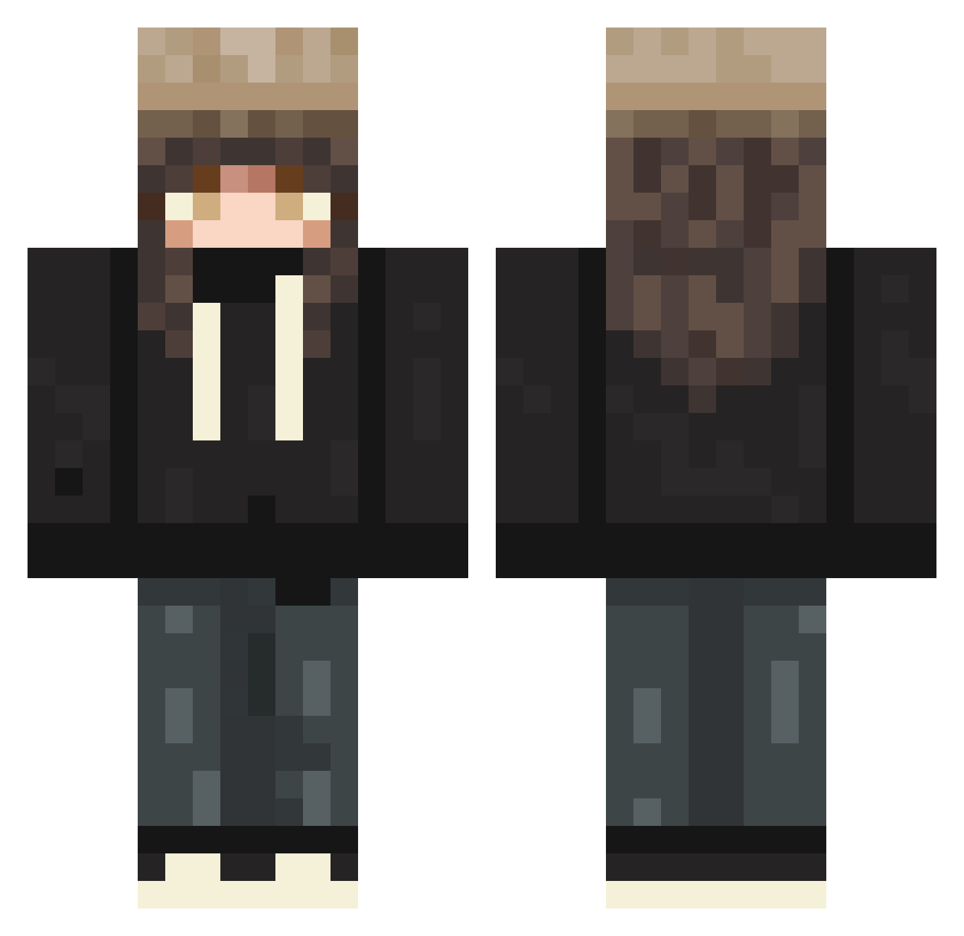 Yasyfoxy Minecraft skin, front and back view