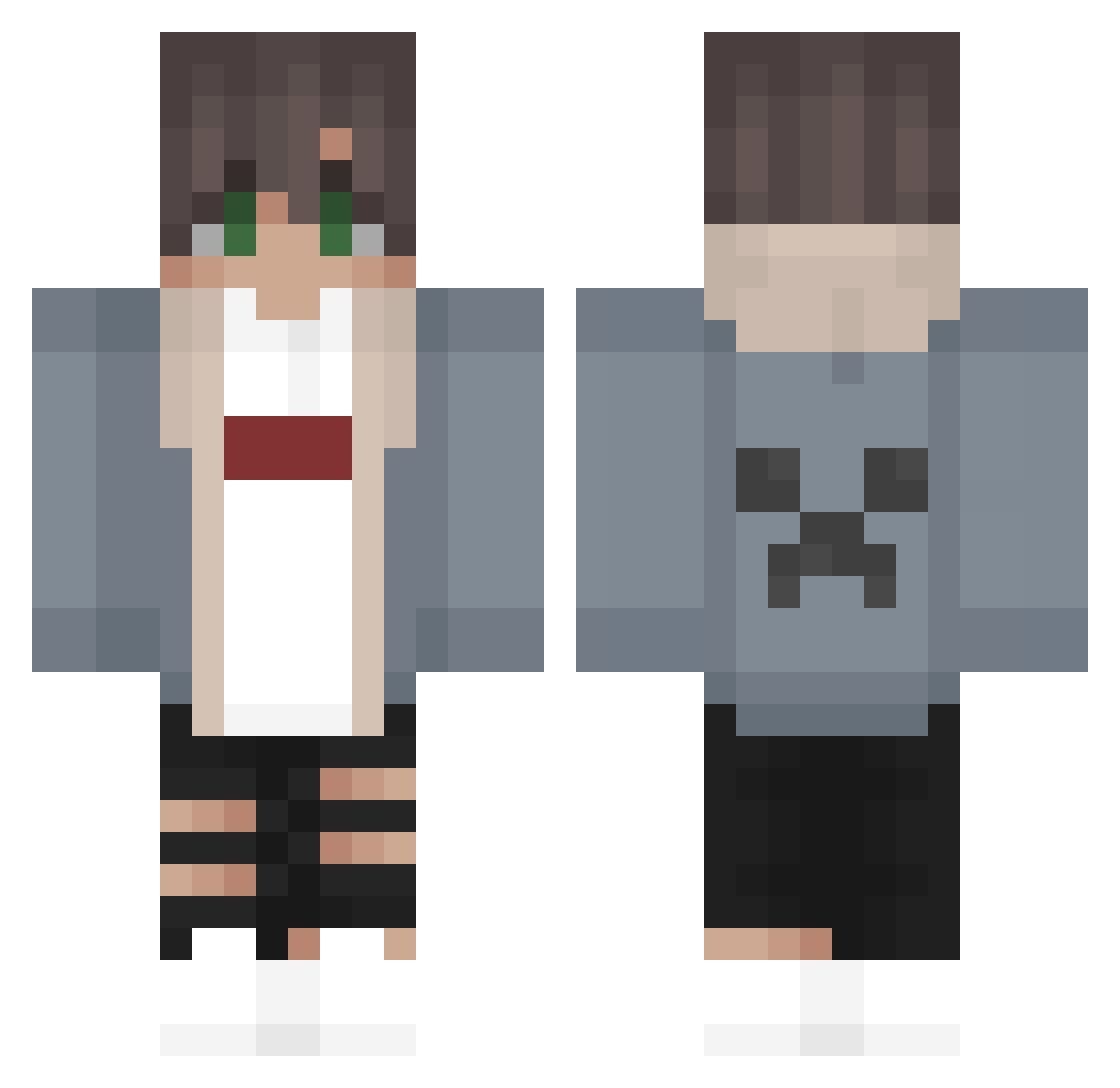 tirgesicht Minecraft skin, front and back view