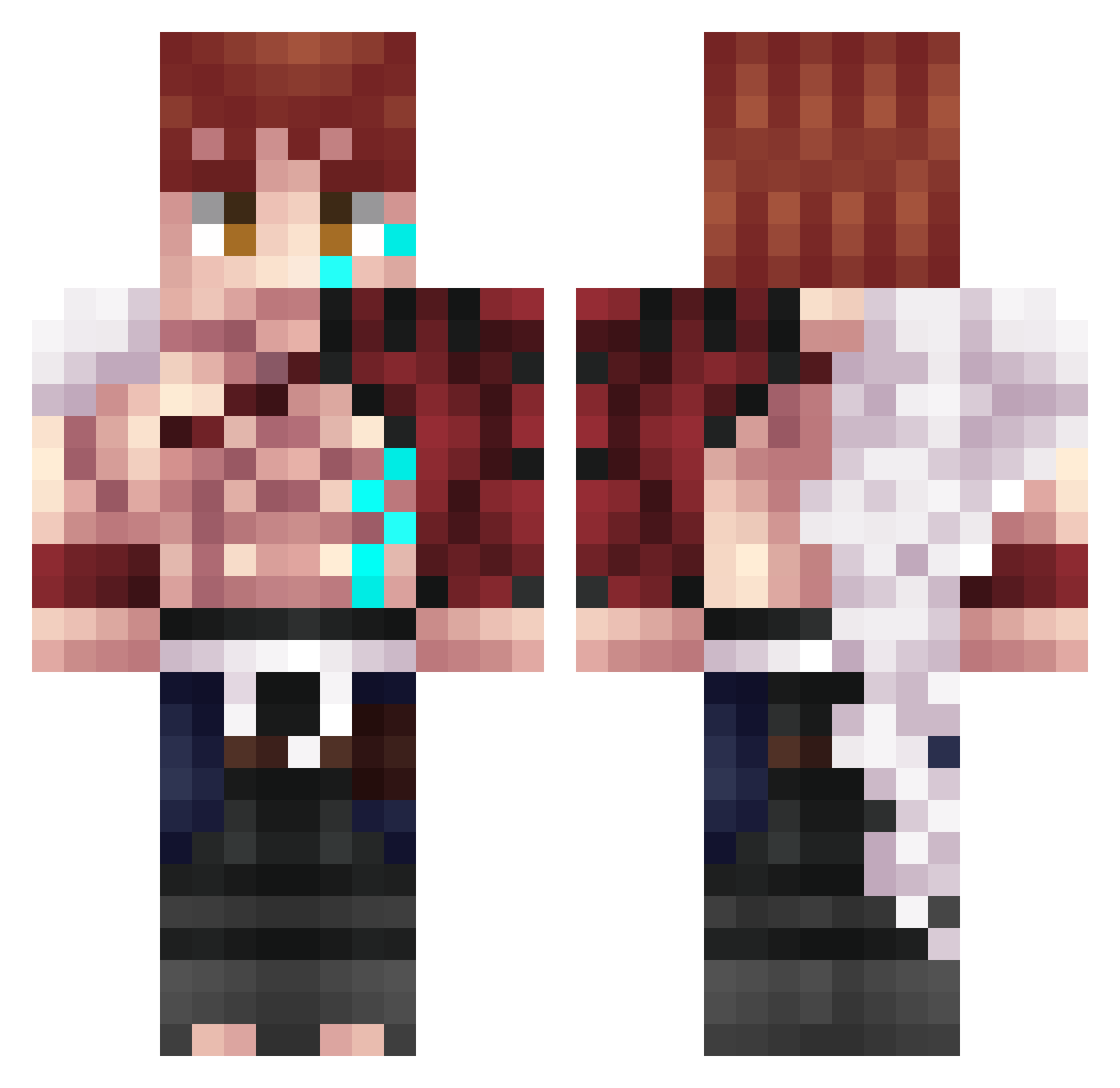 Saltytoesxd Minecraft skin, front and back view