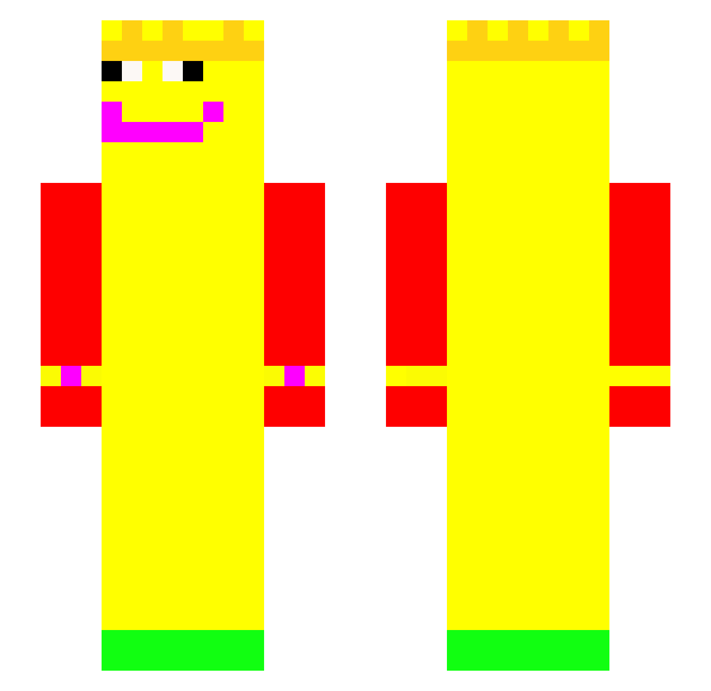 zo1n Minecraft skin, front and back view
