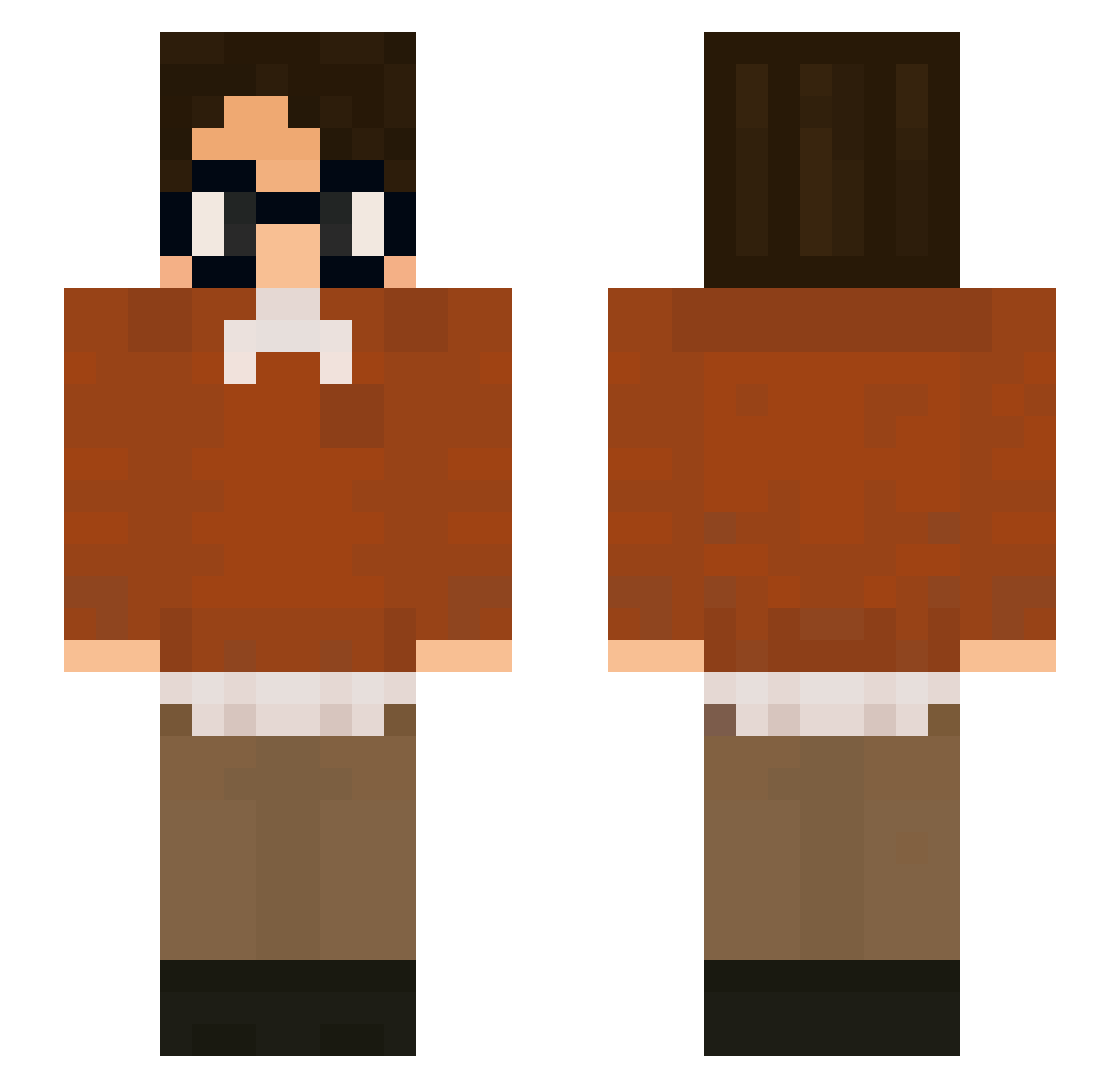 Alefloo Minecraft skin, front and back view
