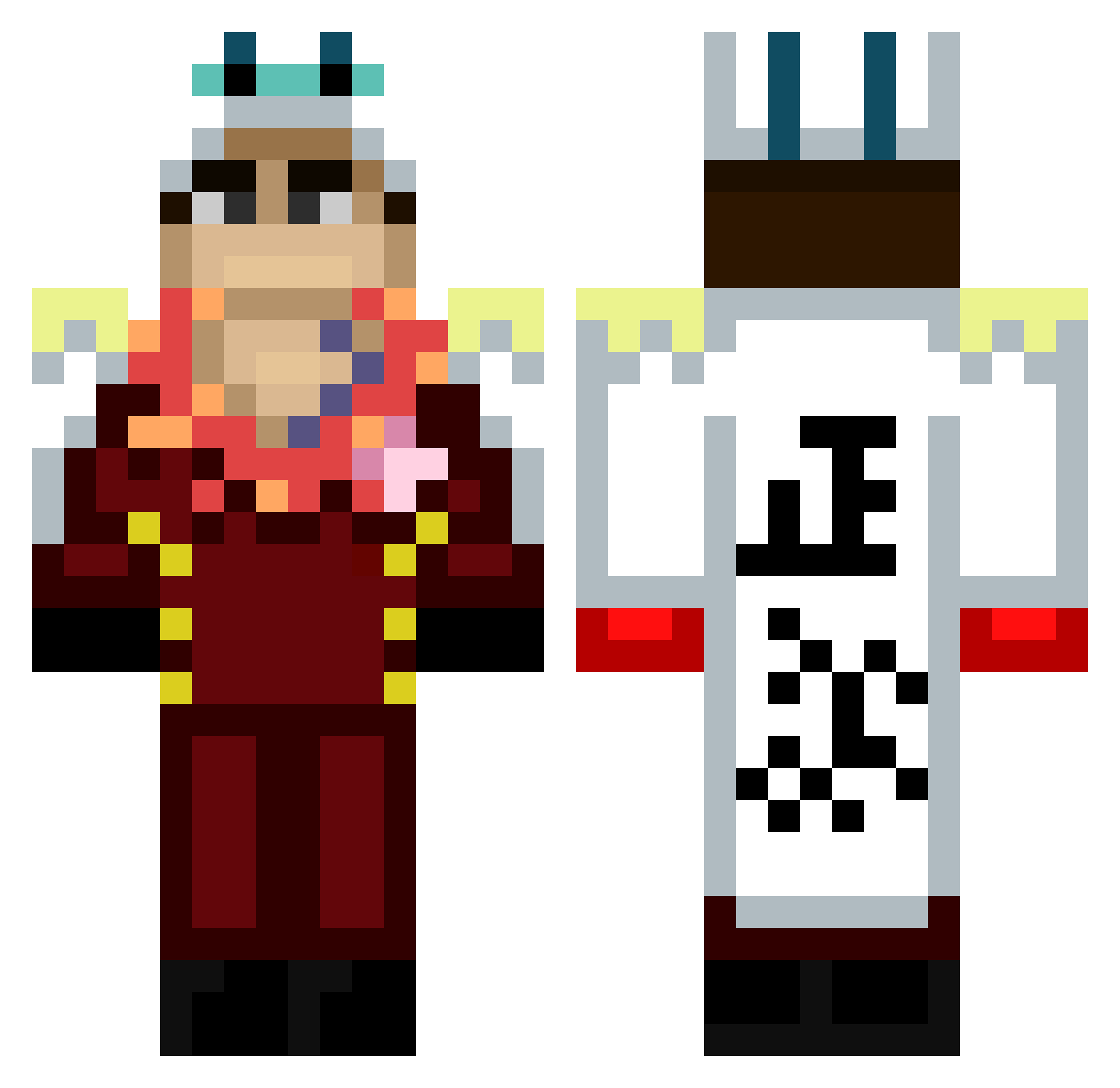 Multirator Minecraft skin, front and back view