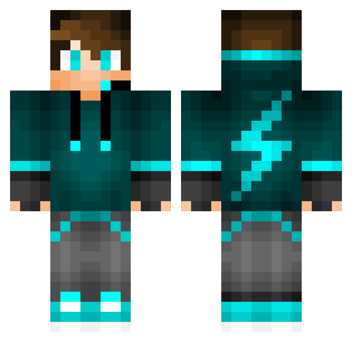 GhostPvPTR Minecraft skin, front and back view