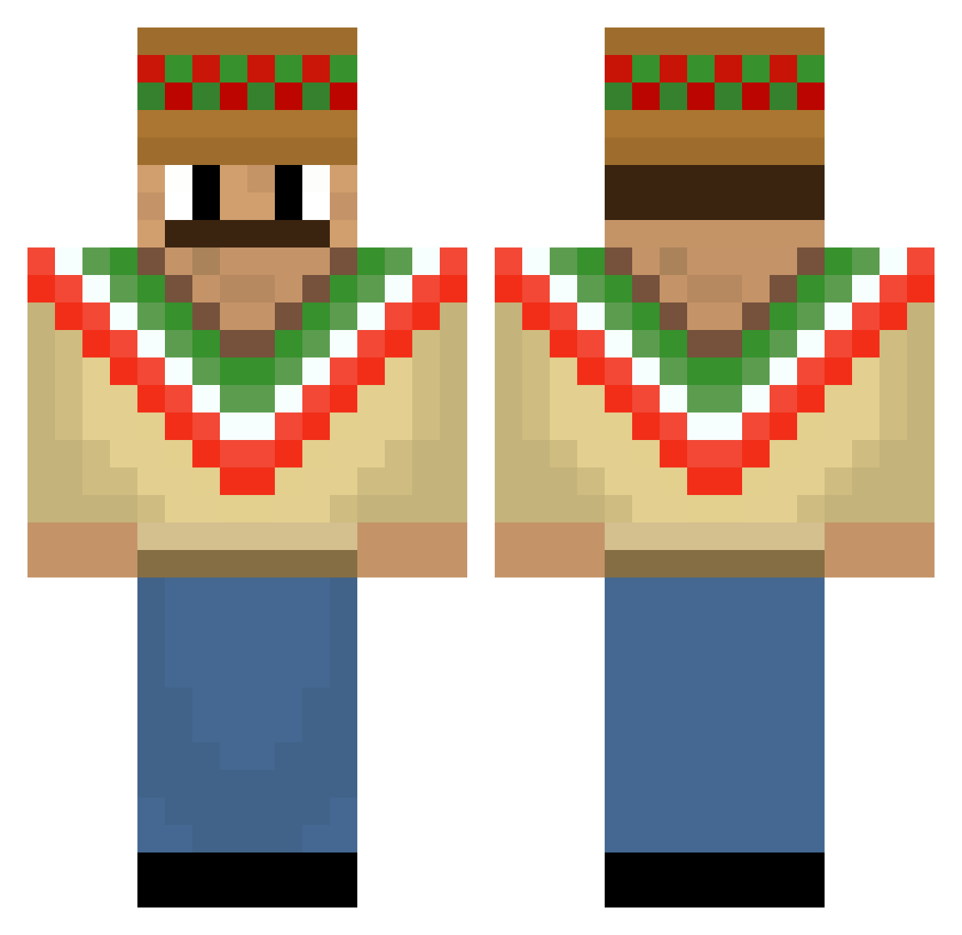 hodacolay Minecraft skin, front and back view