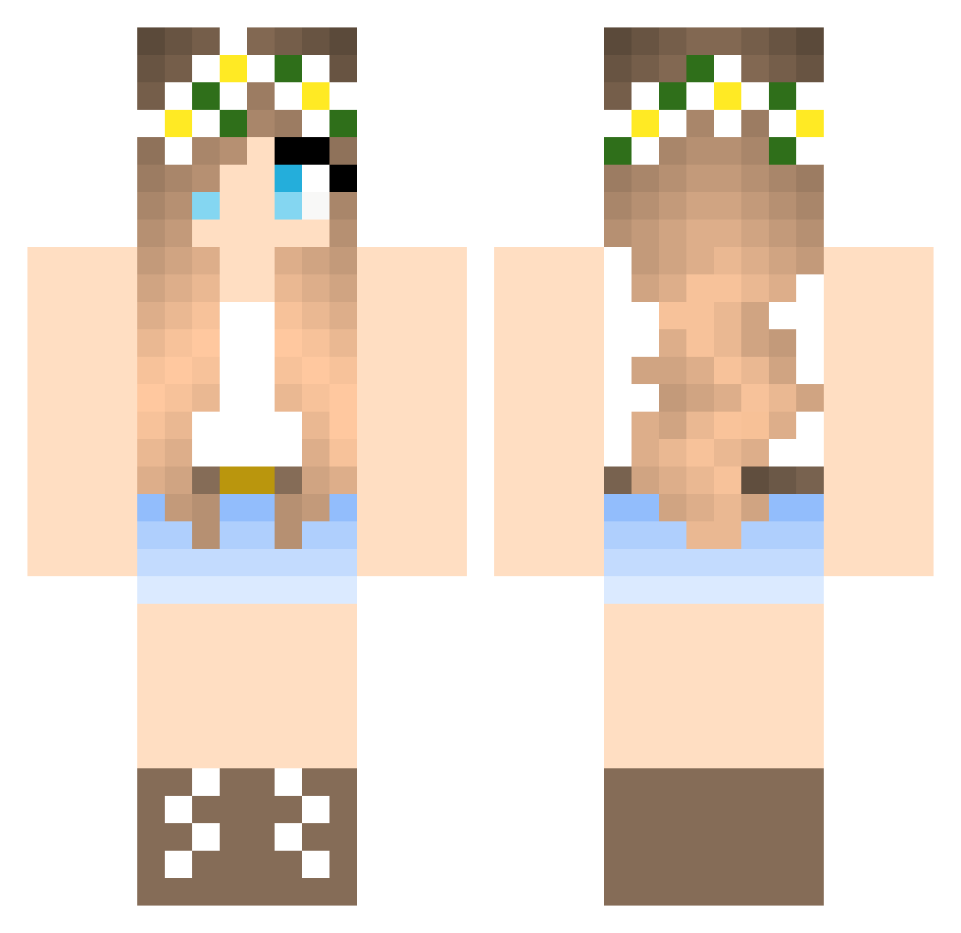 sweatynutpvp Minecraft skin, front and back view