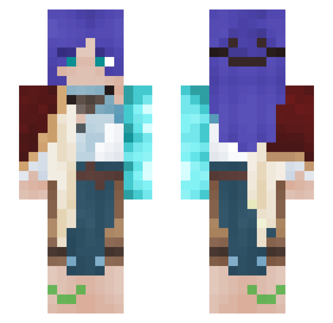 Albaan Minecraft skin, front and back view
