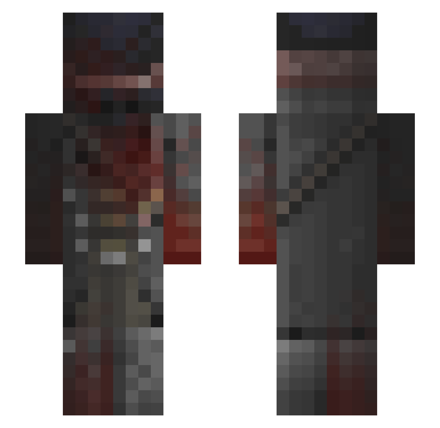 PistolPuma Minecraft skin, front and back view