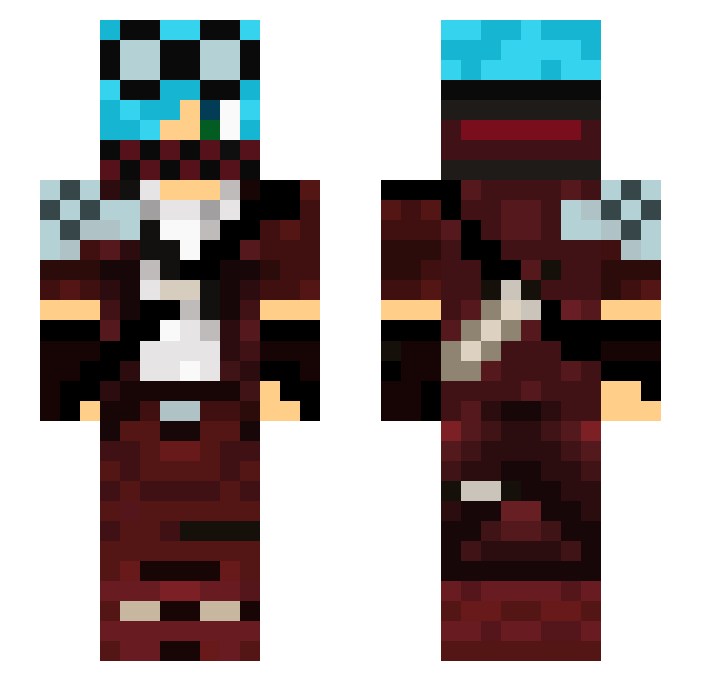Blue_Redstone Minecraft skin, front and back view