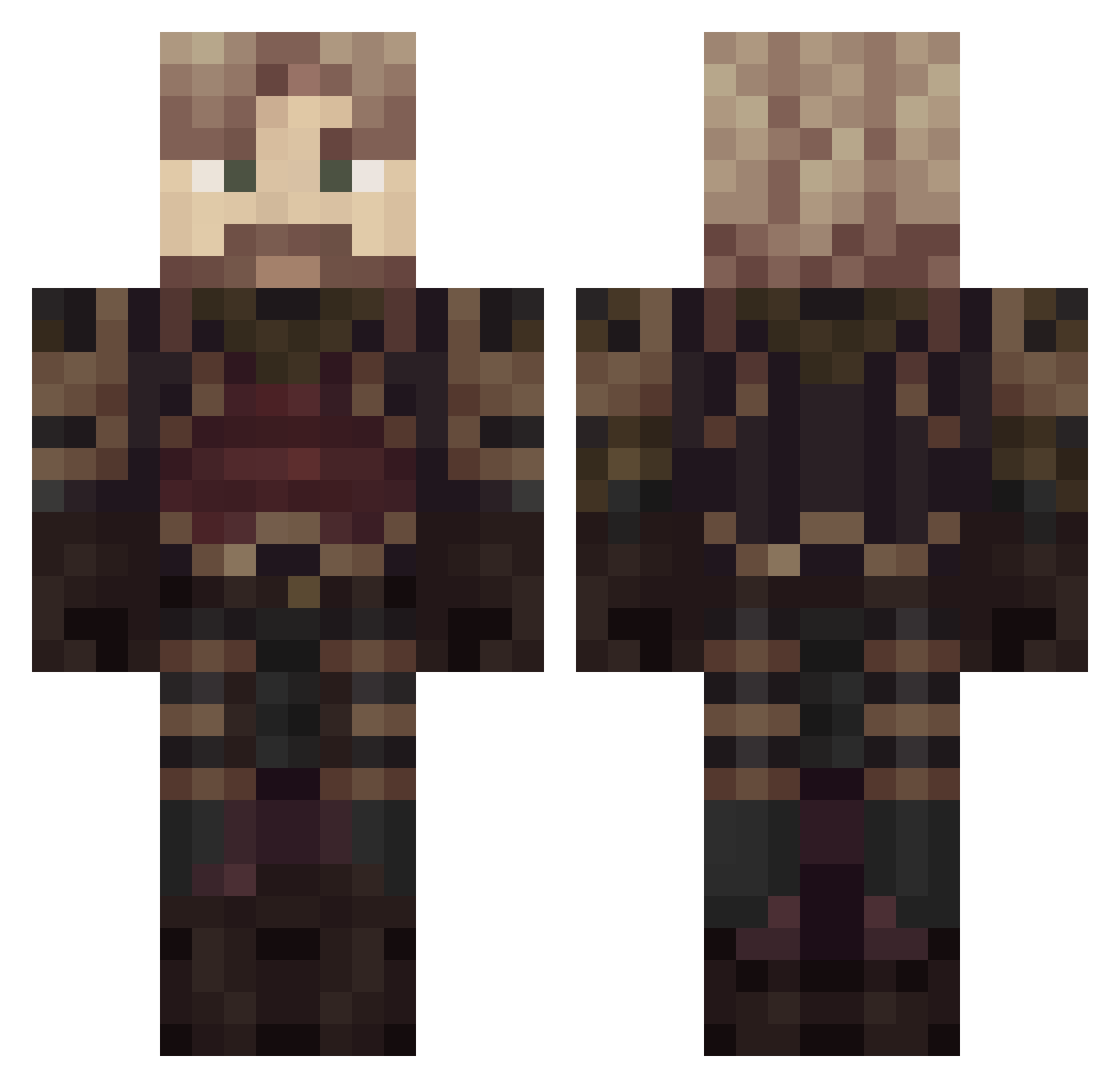 Torrees Minecraft skin, front and back view