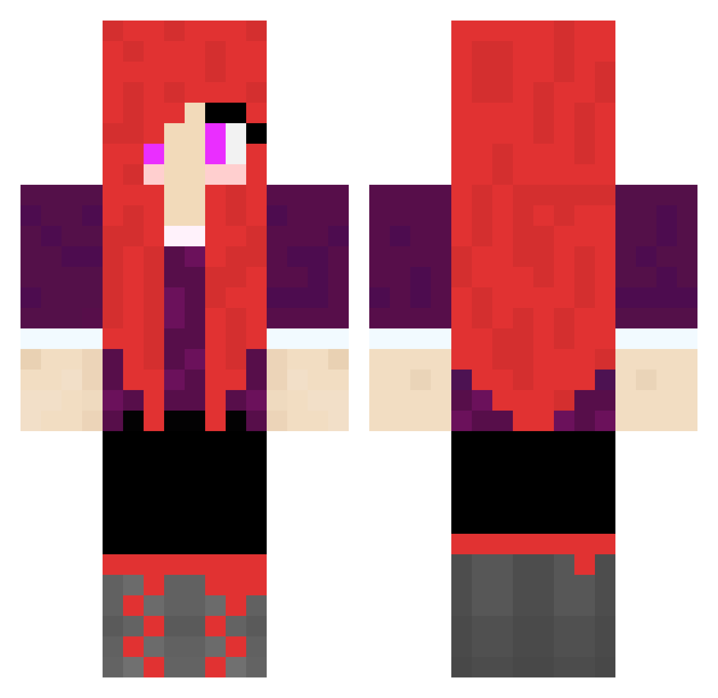 LinoxxxKnox Minecraft skin, front and back view