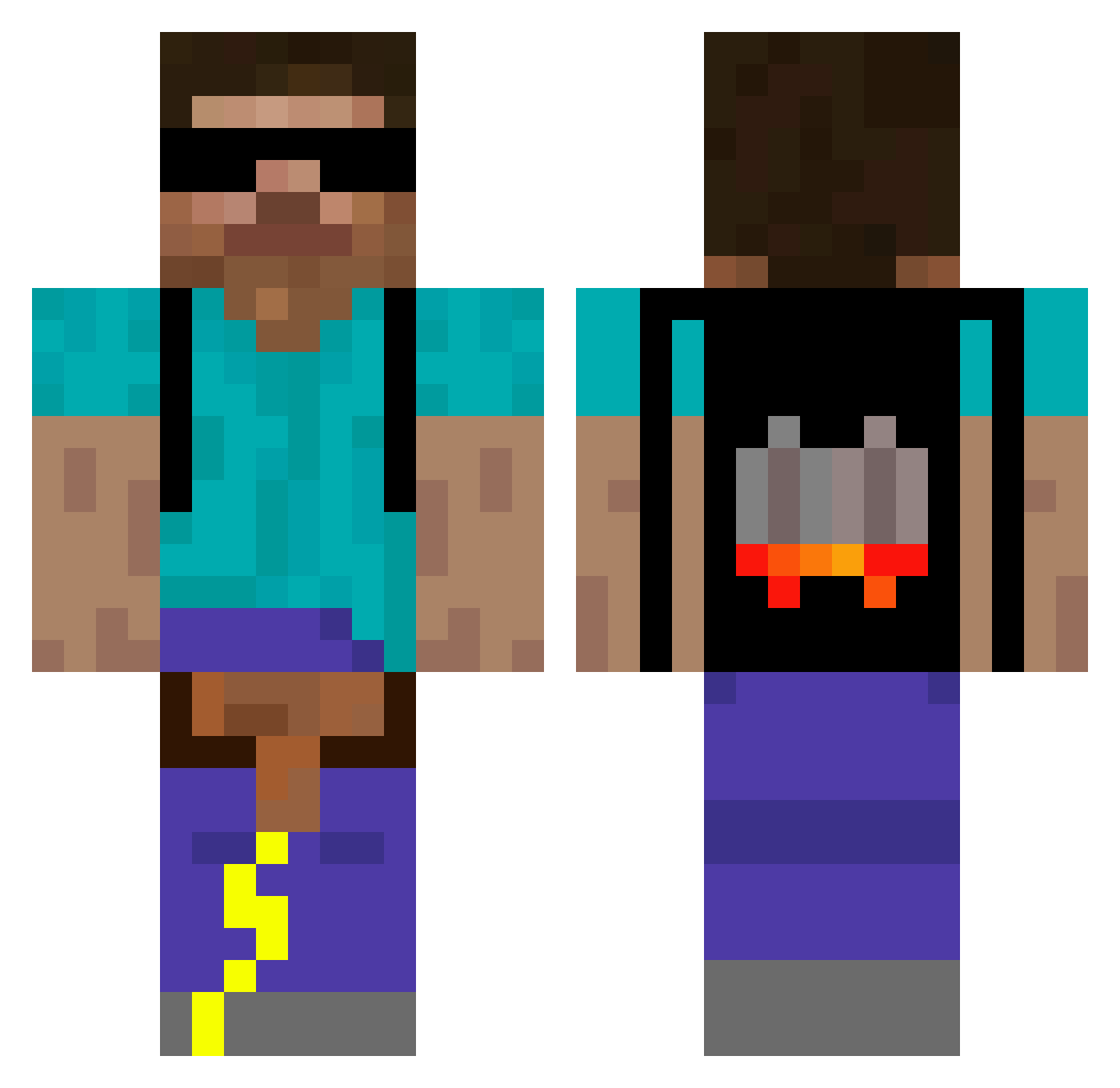 Jcblty Minecraft skin, front and back view