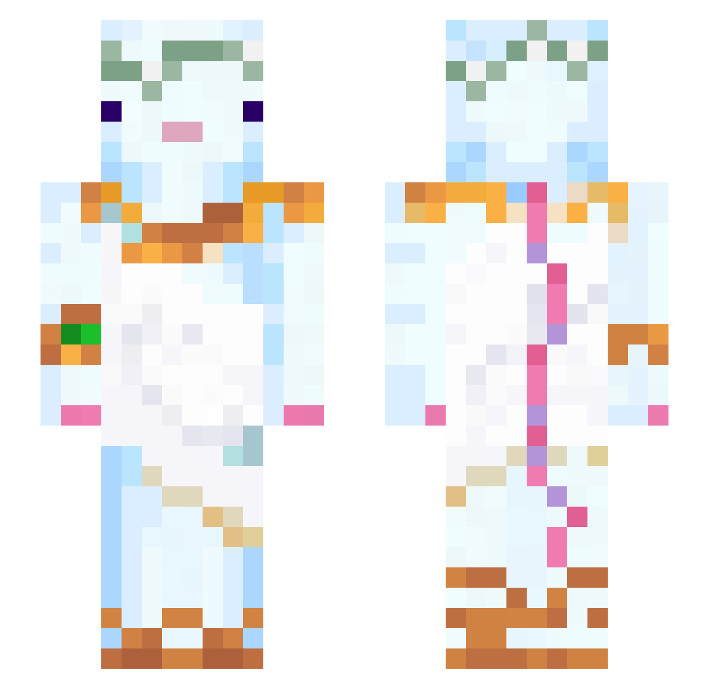 AfloIsHere Minecraft skin, front and back view