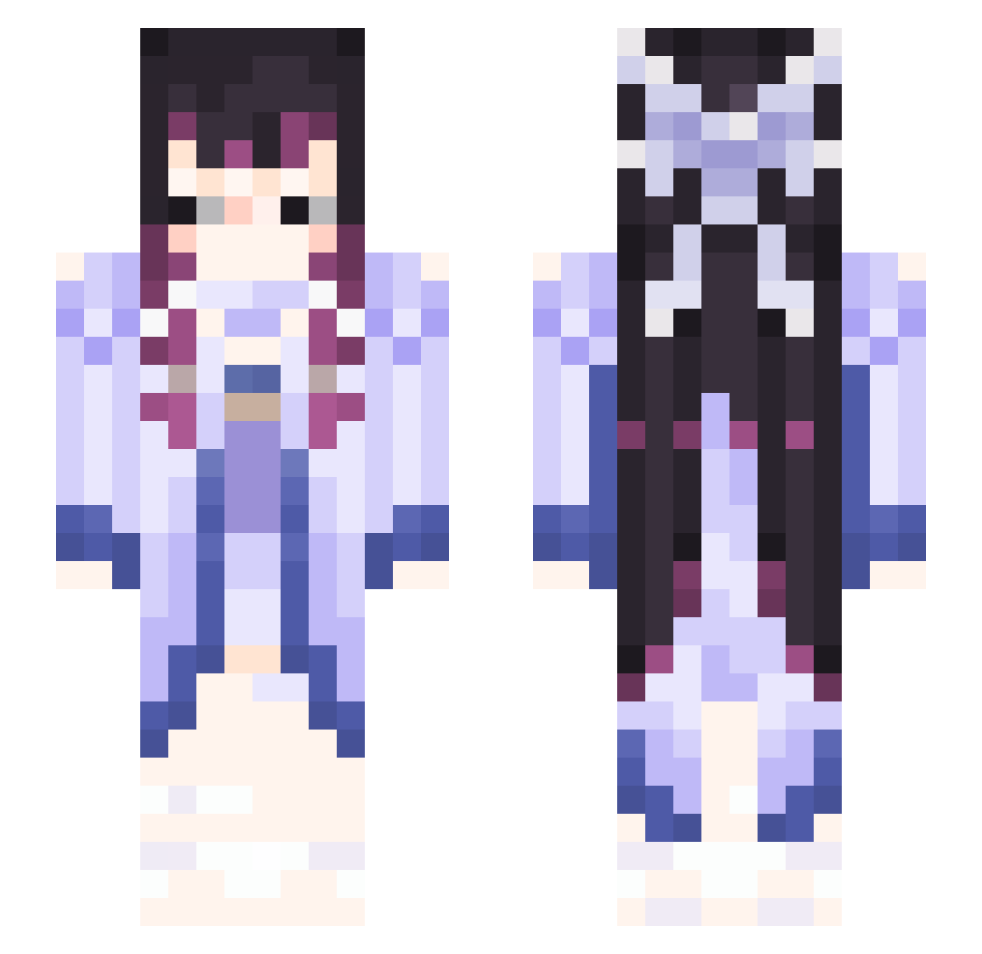 orbtistic Minecraft skin, front and back view