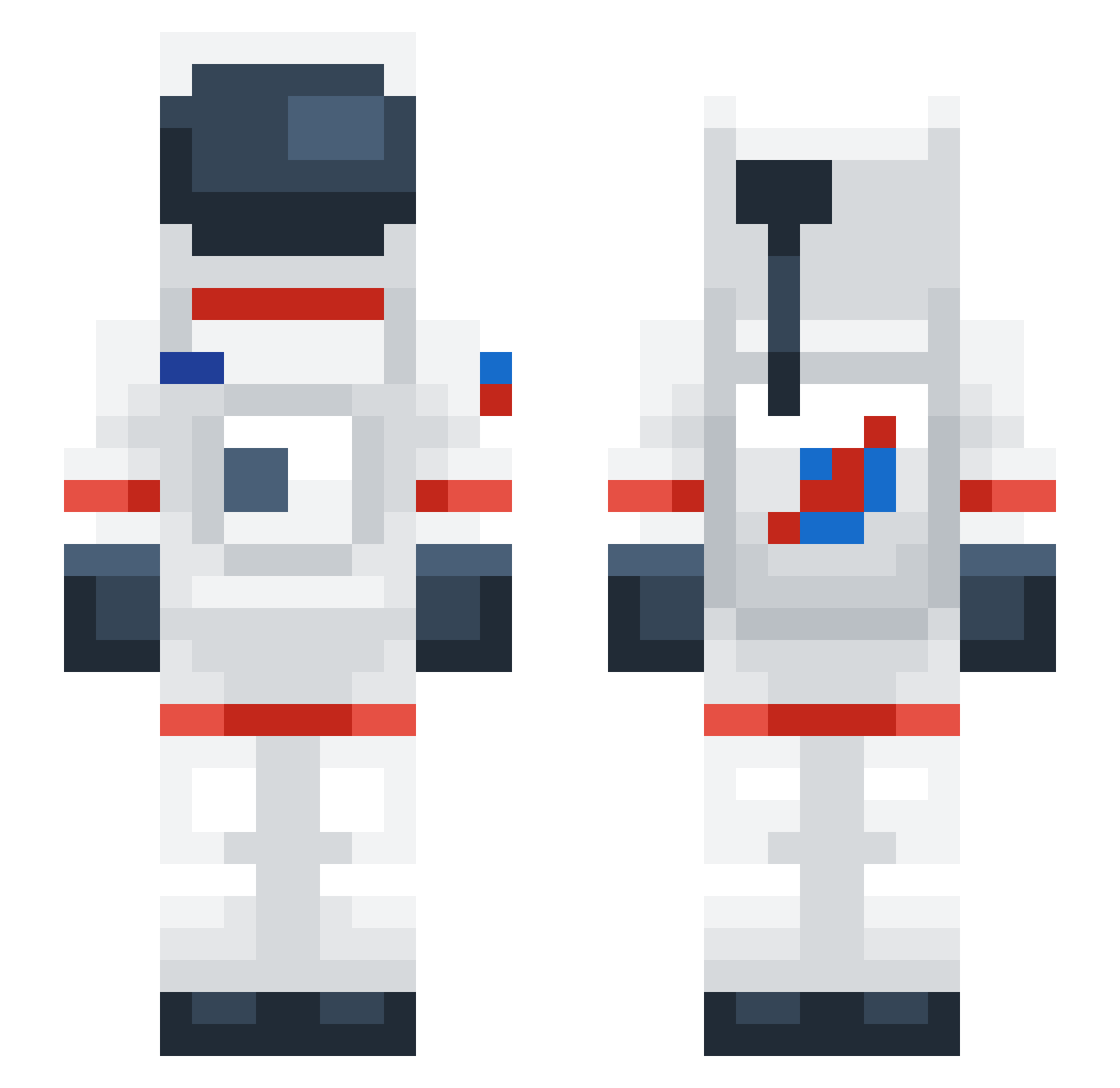 SpacedOut Minecraft skin, front and back view