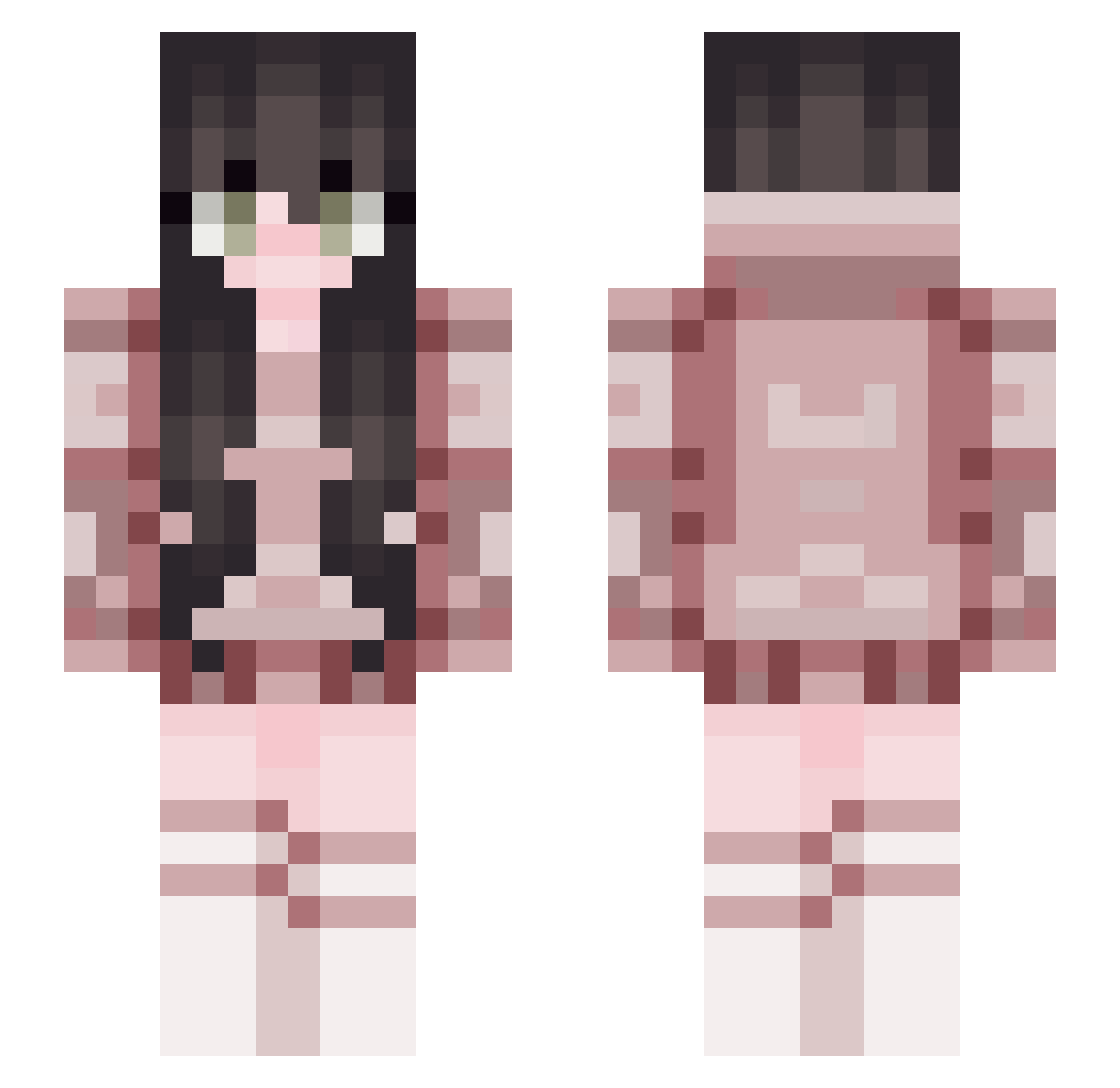 Unvirtuous Minecraft skin, front and back view