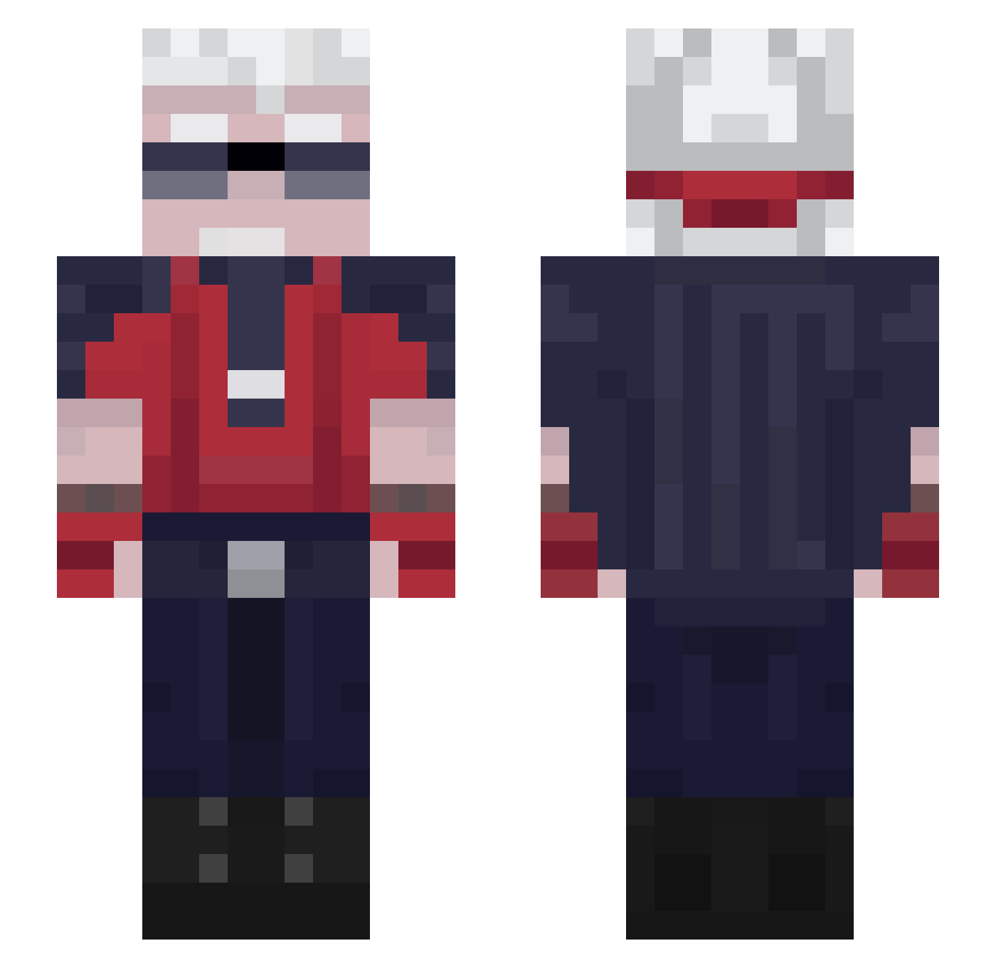 RestlessDIRK Minecraft skin, front and back view