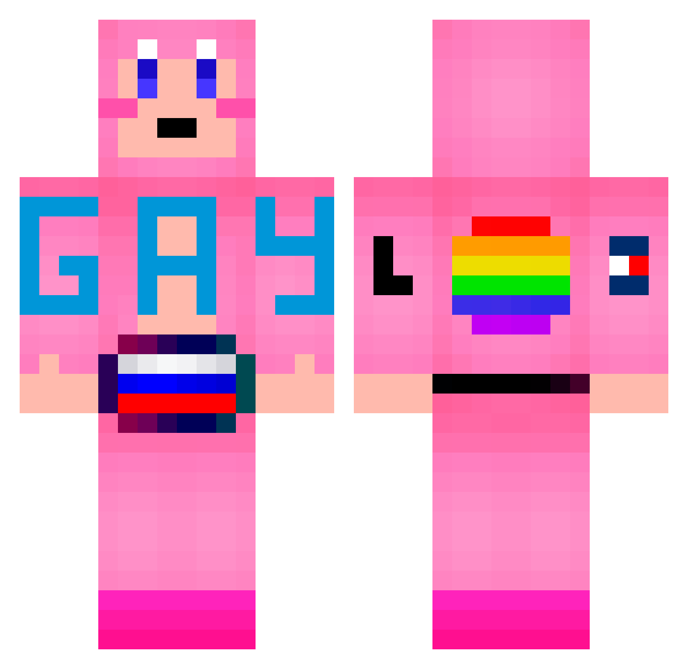 jevlayer Minecraft skin, front and back view