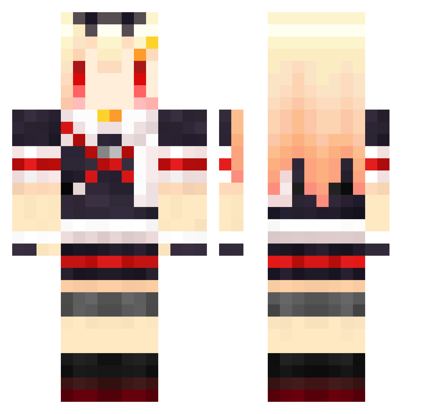 Gansa Minecraft skin, front and back view