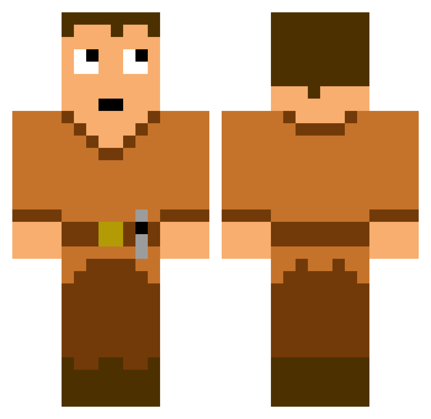 Tendonitis Minecraft skin, front and back view