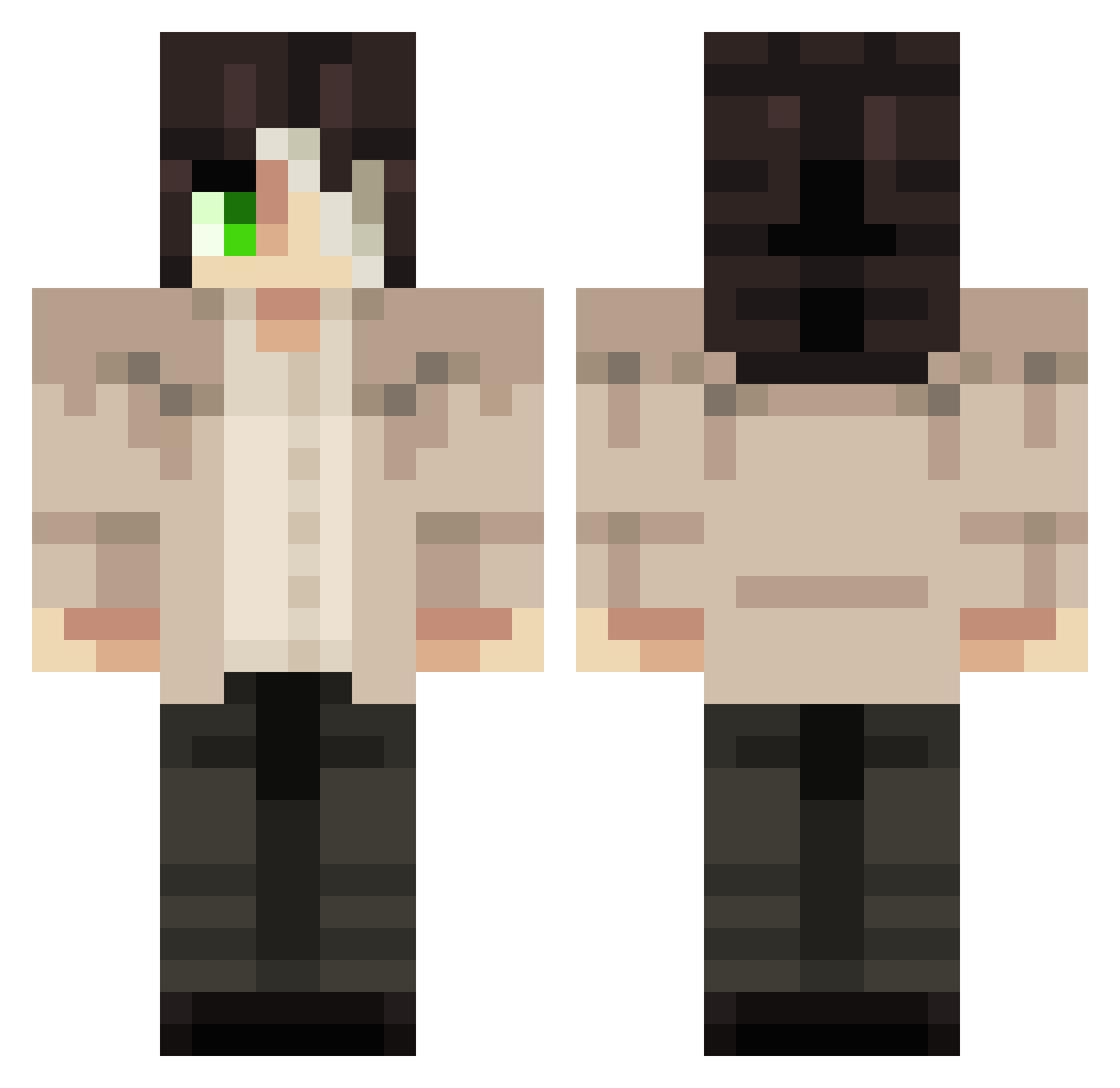 Hei2enBerg Minecraft skin, front and back view