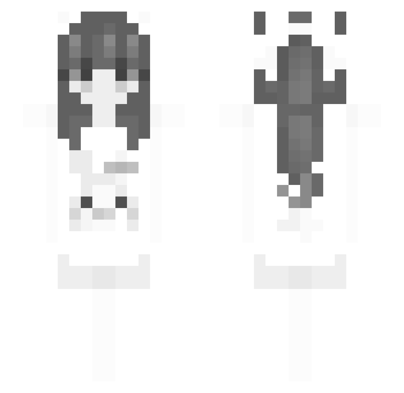 Wxuii Minecraft skin, front and back view